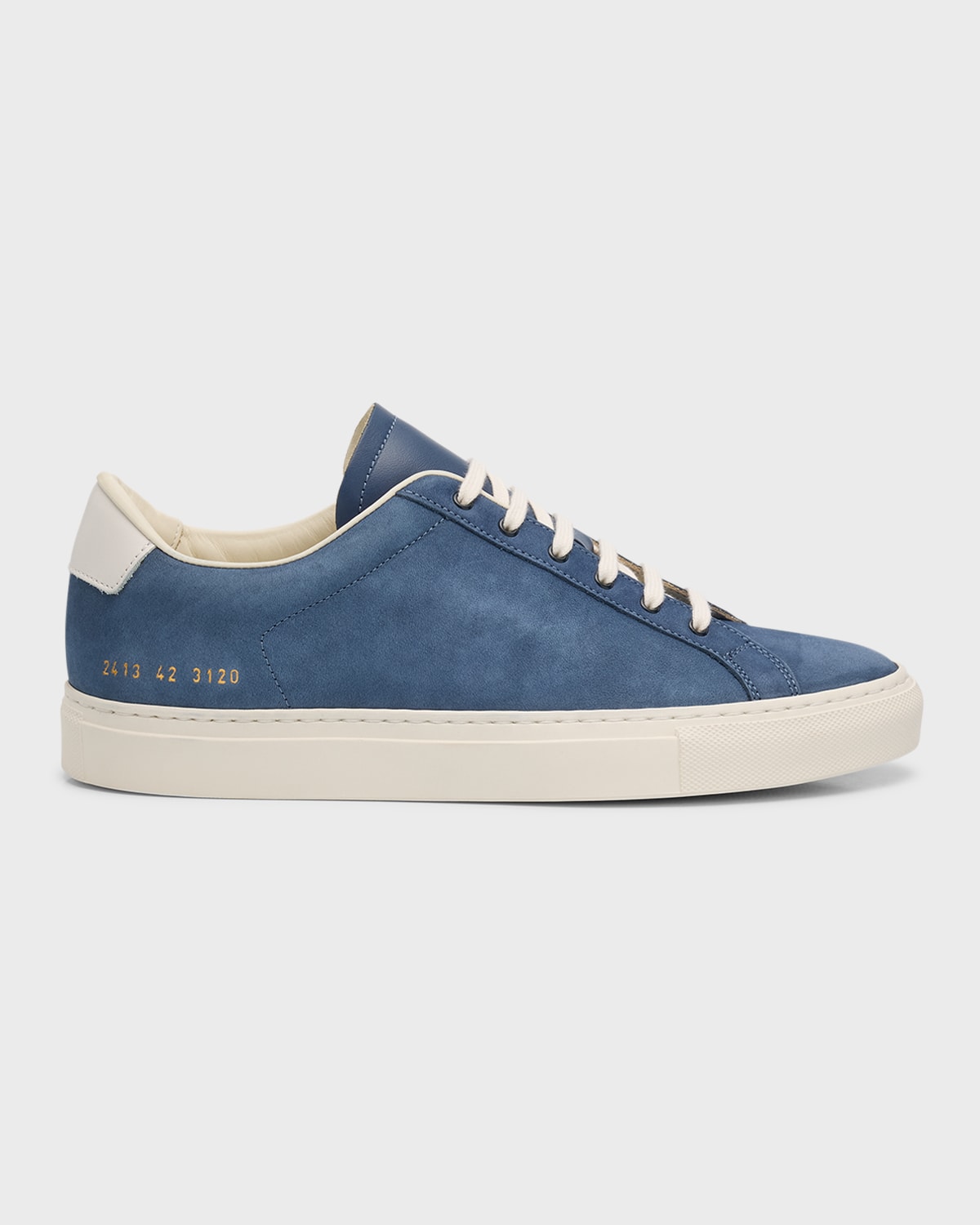 Shop Common Projects Men's Retro Nubuck Leather Low-top Sneakers In Blue