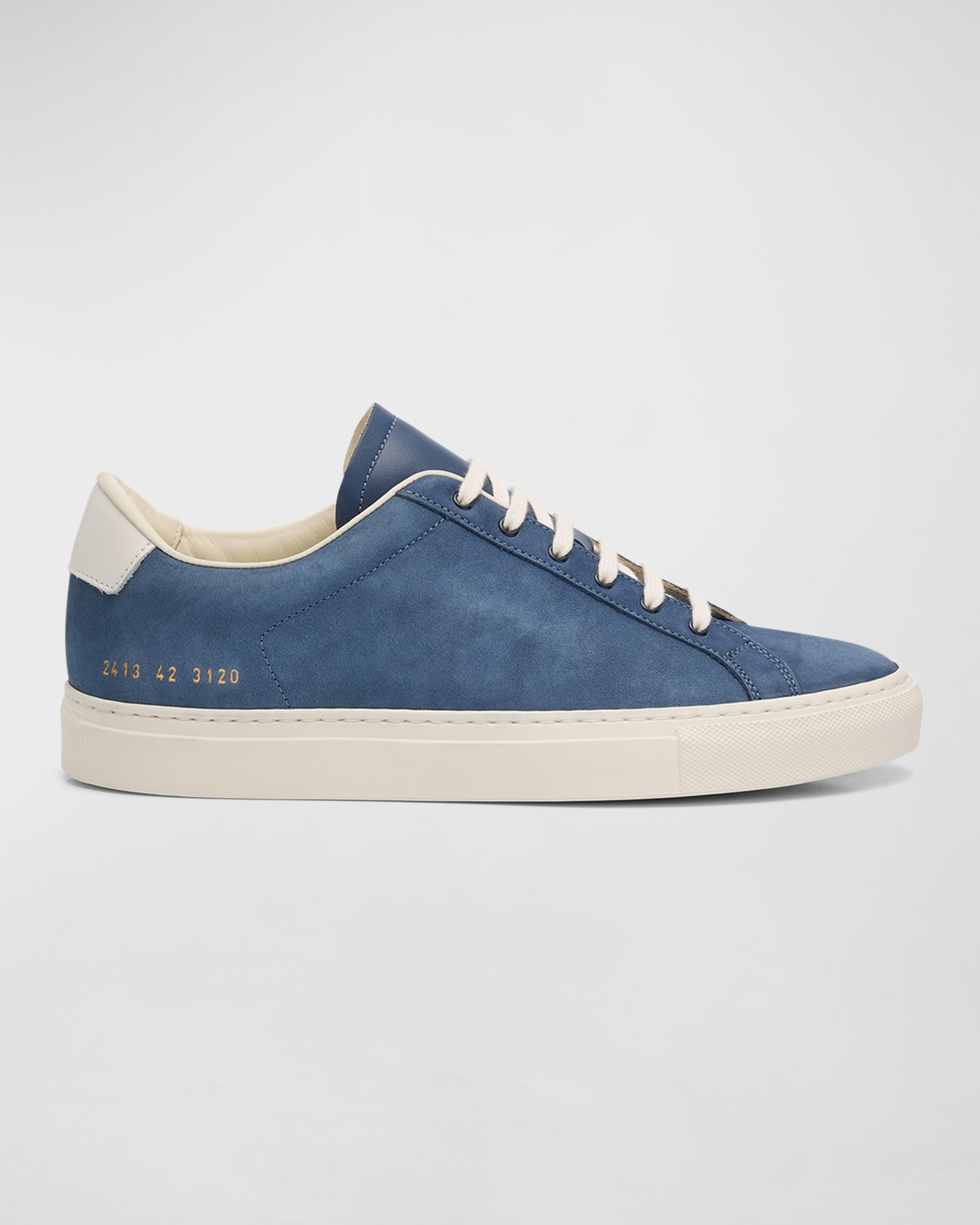 Shop Common Projects Men's Retro Nubuck Leather Low-top Sneakers In Blue