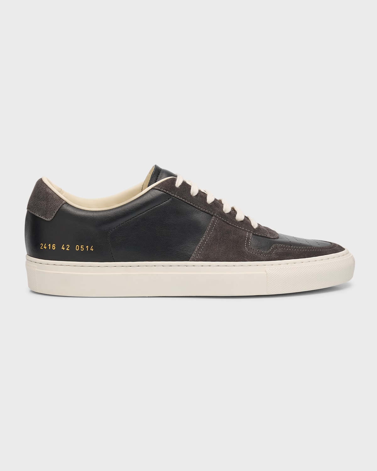 Common Projects Men's Bball Duo Napa And Suede Low-top Trainers In Charcoal