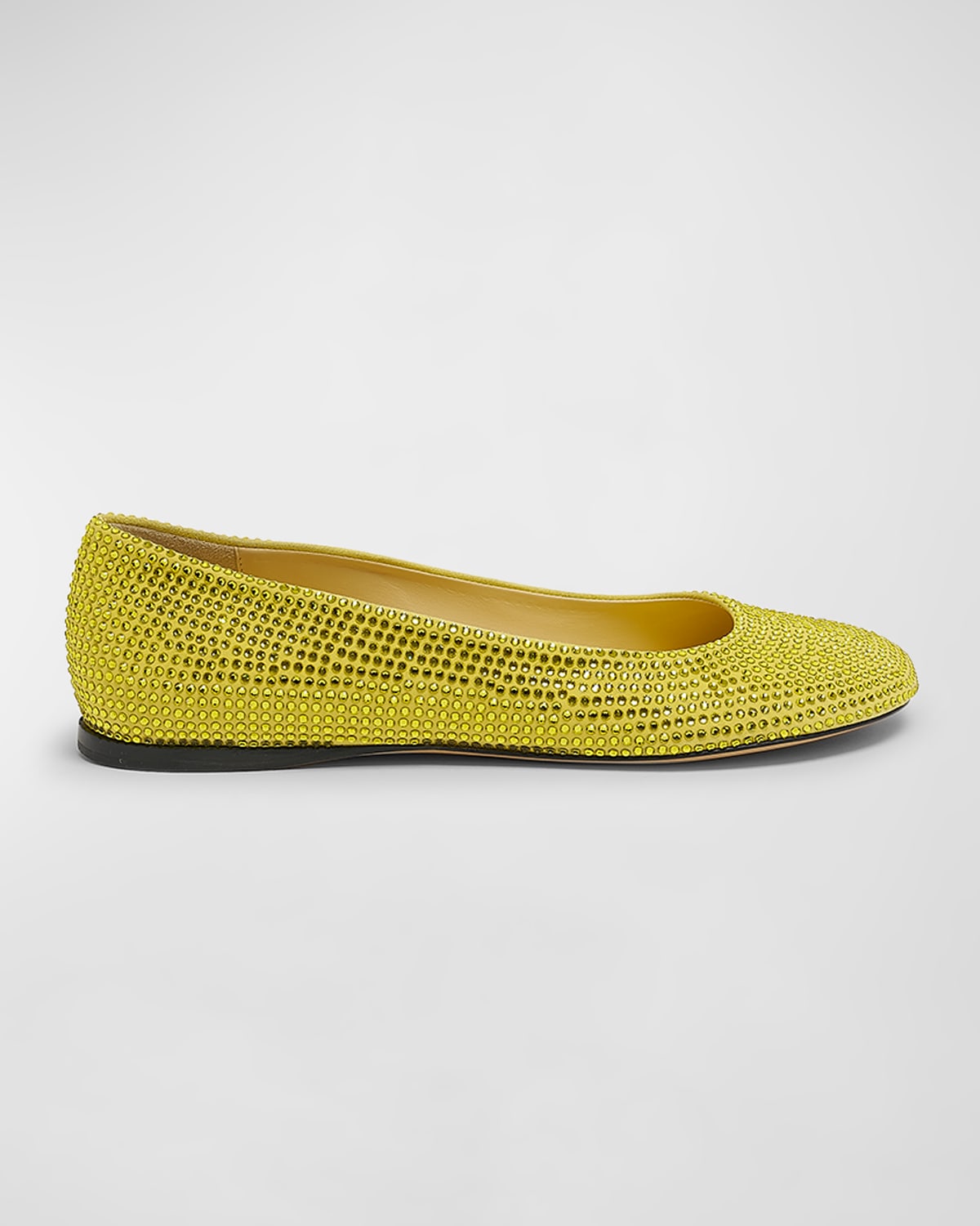 Shop Loewe Toy Strass Leather Ballerina Flats In Yellow
