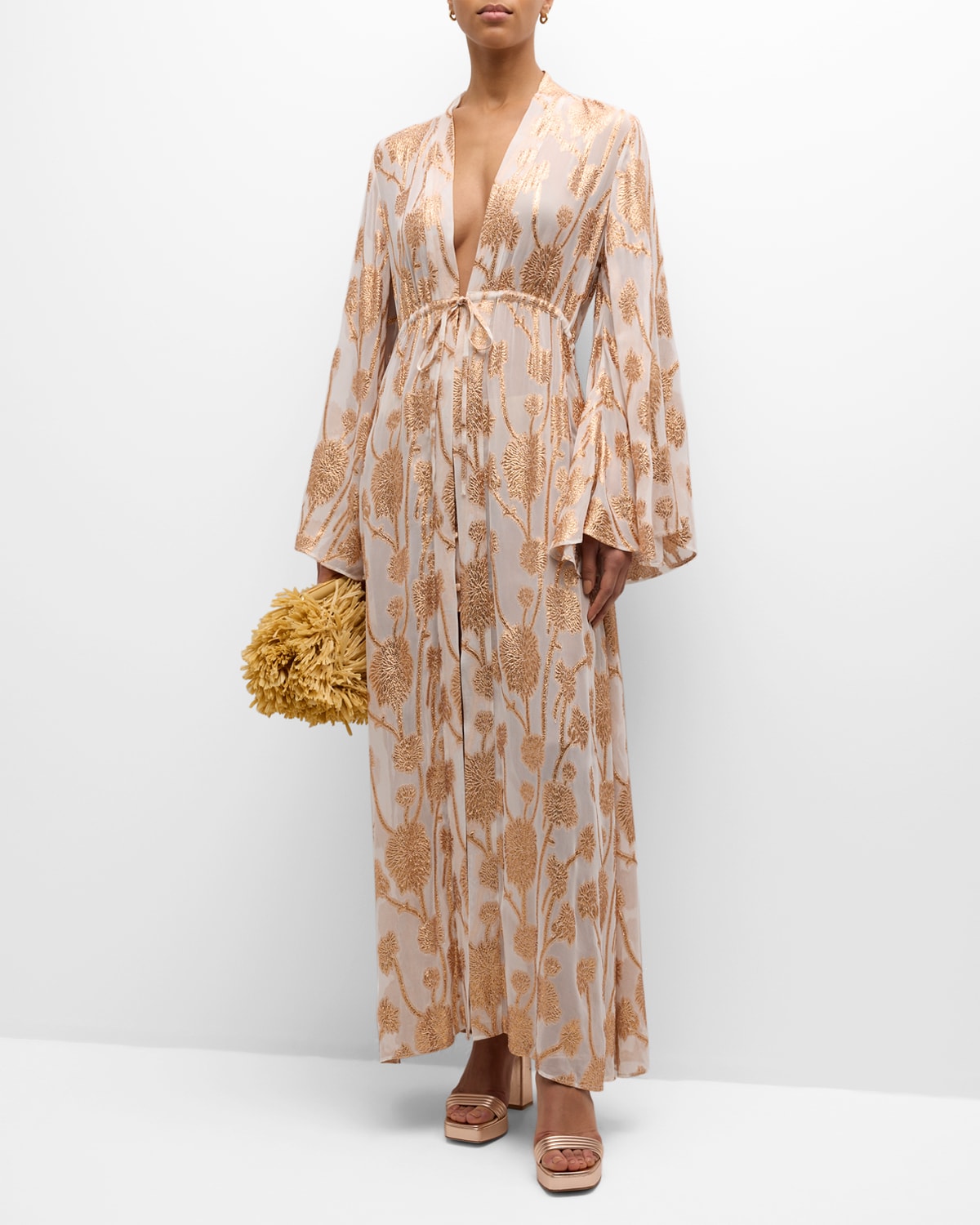 Palm Embroidered Betty Maxi Dress Coverup