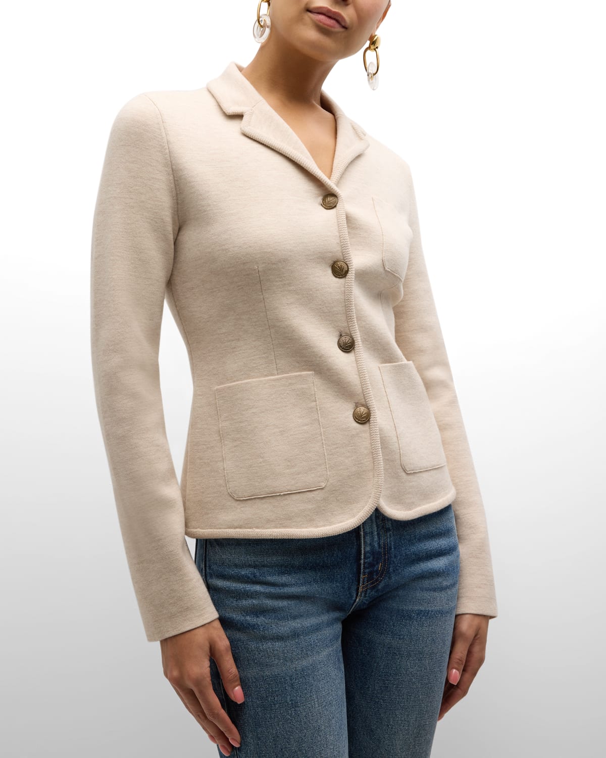 Rag & Bone Abigail Merino Wool Blend Blazer In Oatmeal