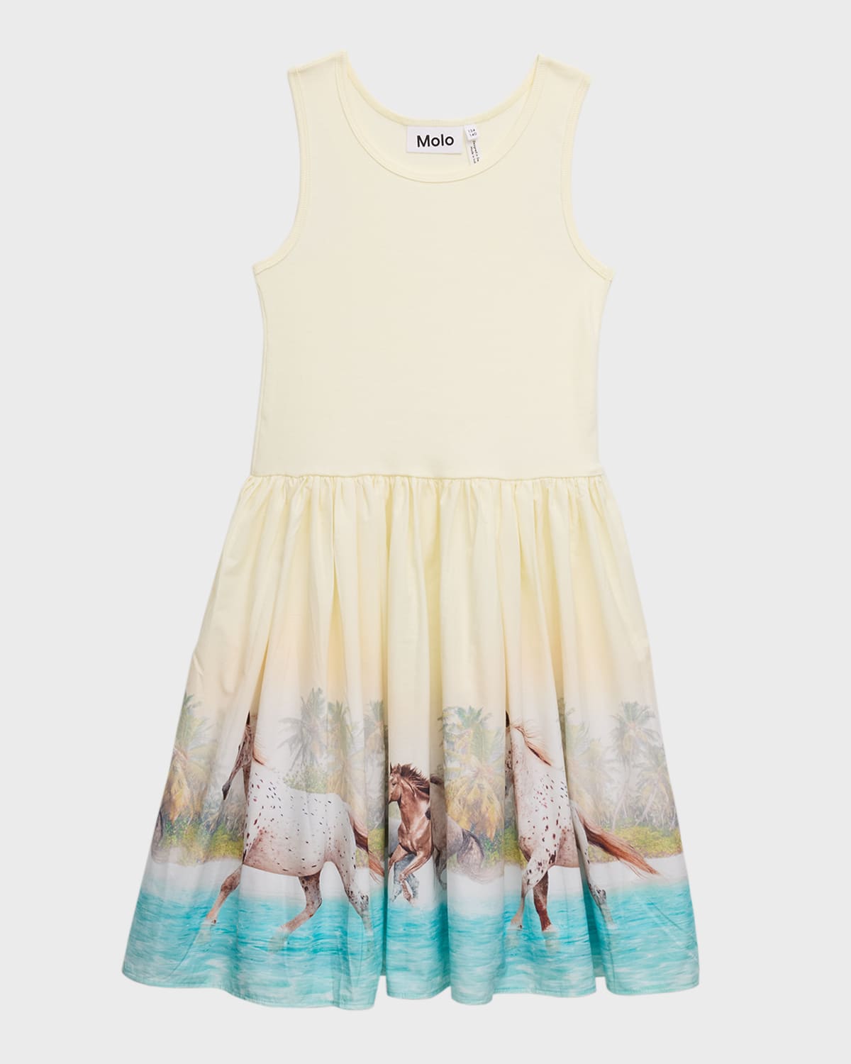 Molo Kids' Girl's Cassandra Horse-print Dress In Beach Horses