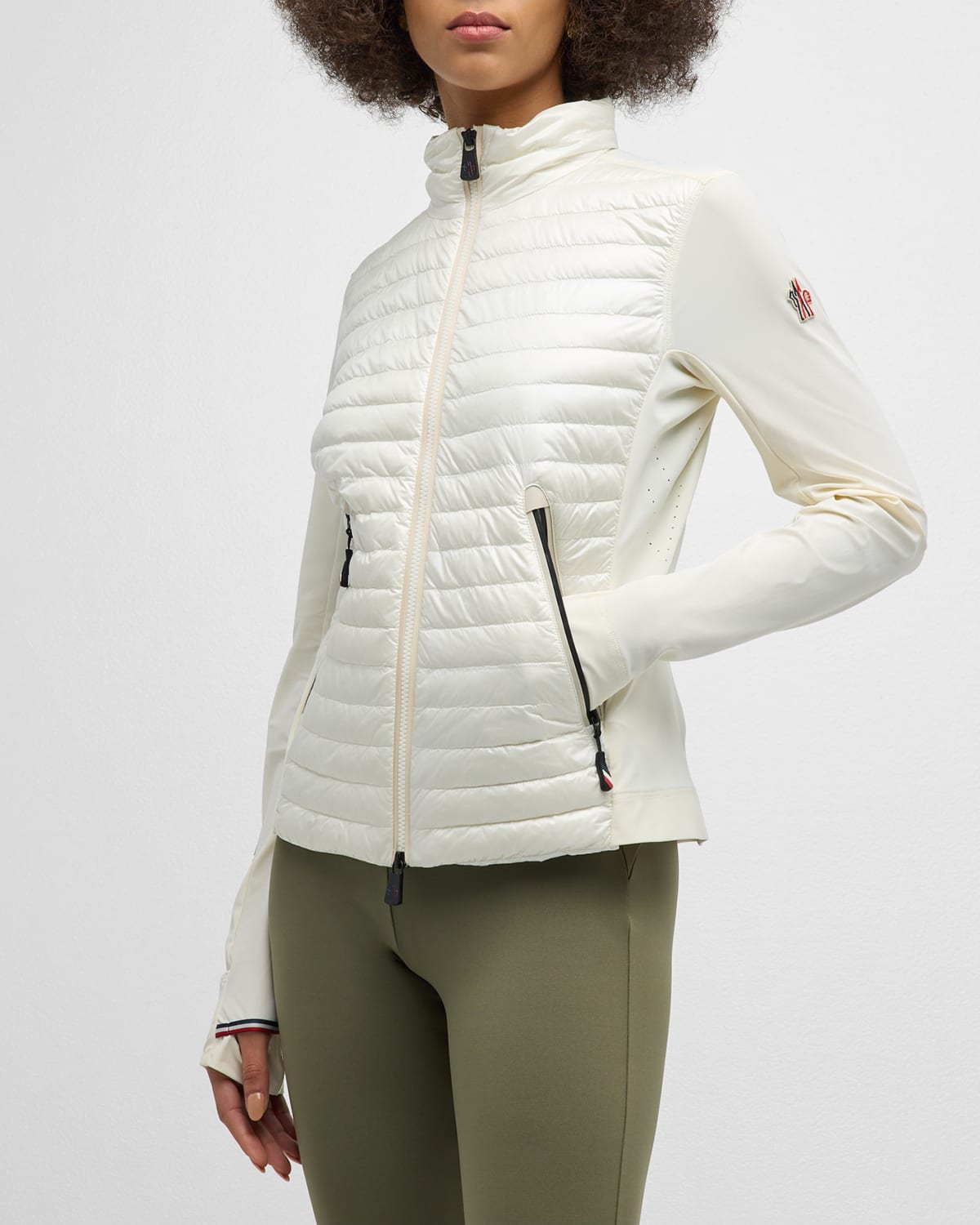 Shop Moncler Quick-drying Technical Jersey Puffer Jacket In White