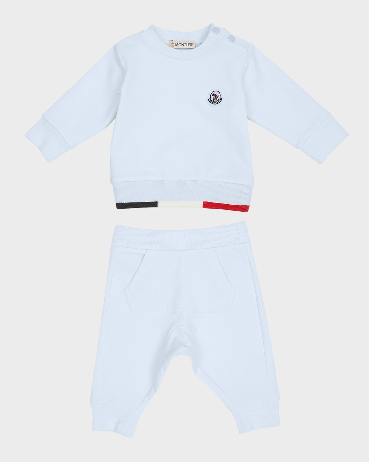 Moncler Boy's Logo Sweatshirt And Pants Set In 70c - Light Blue
