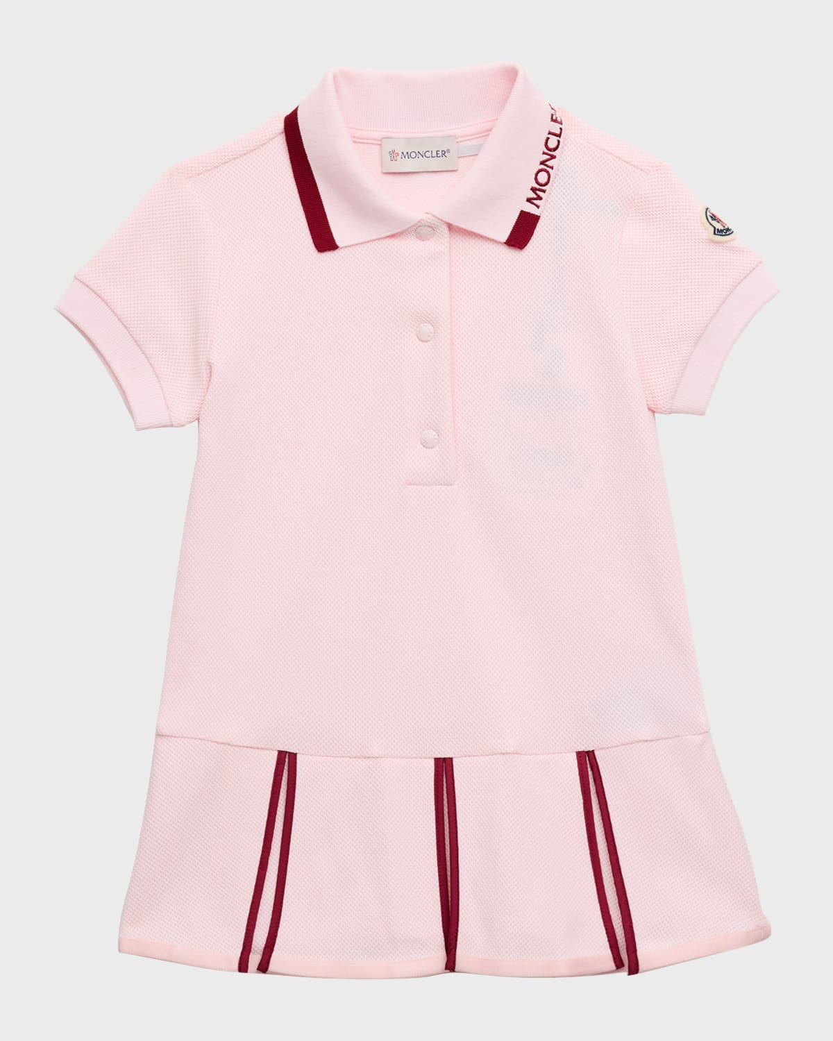 Moncler Kids Girl s Pleated Short sleeve Logo Polo Dress In 504 Pink ModeSens
