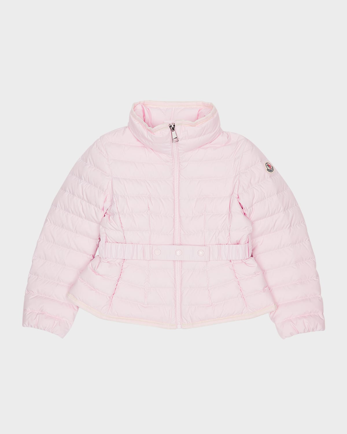 Moncler Kids' Girl's Dinka Nipped-waist Puffer Jacket In Pink