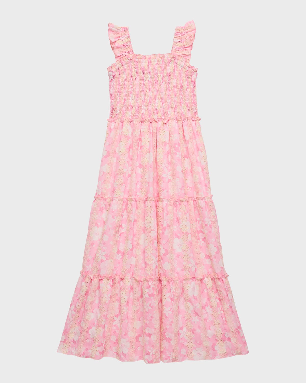 Flowers By Zoe Kids' Girl's Floral-print Maxi Dress In Pink