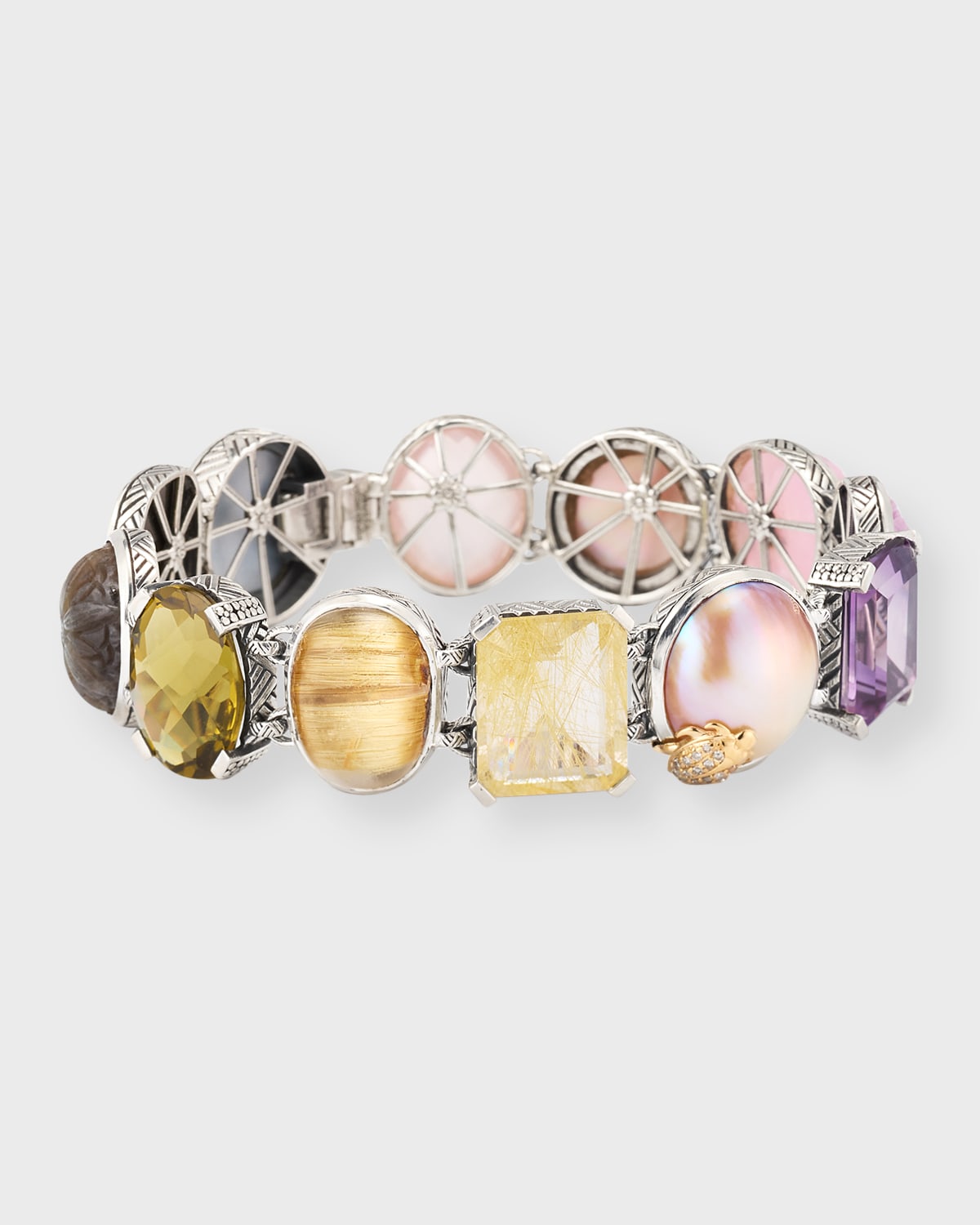 Multi-Stone Pearl and Diamond Bracelet