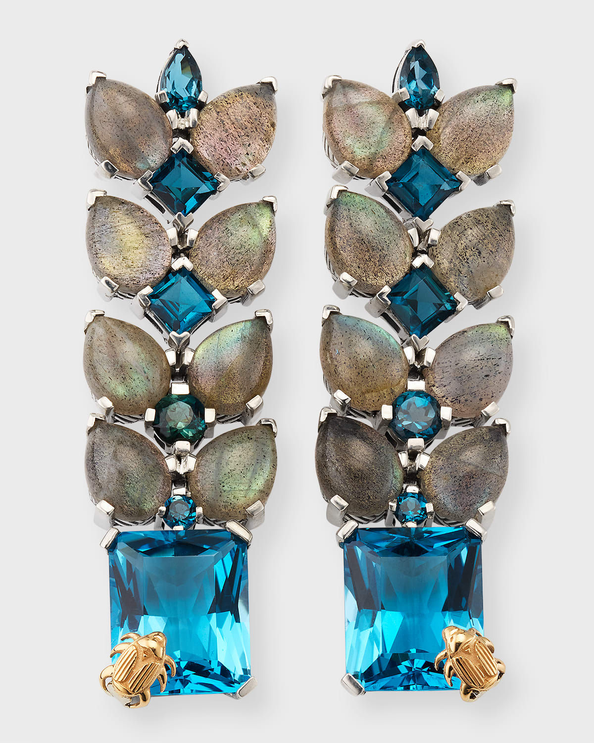 Stephen Dweck Labradorite And Blue Topaz Earrings In Gold