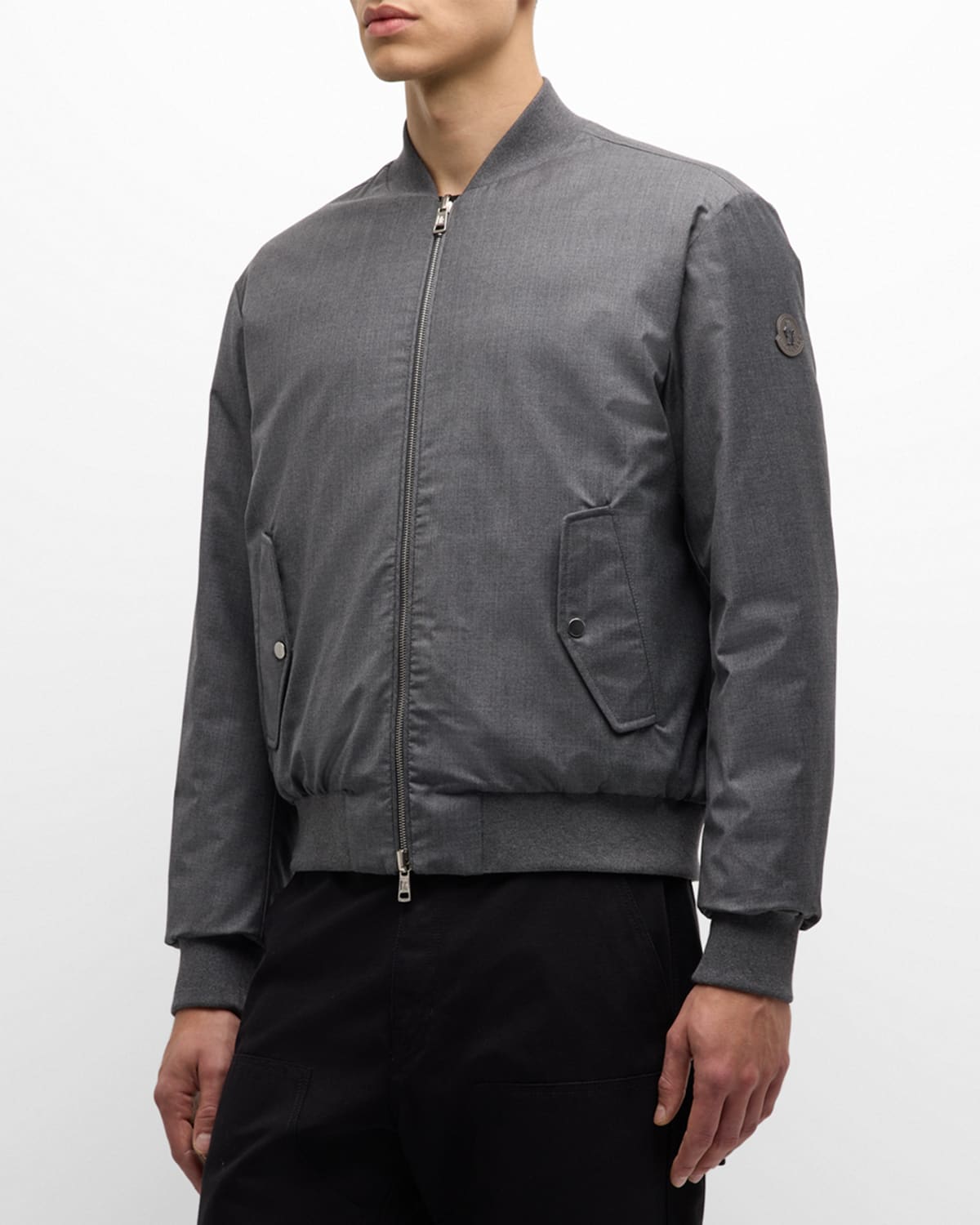 Shop Moncler Men's Aver Quilted Down Bomber Jacket In Charcoal