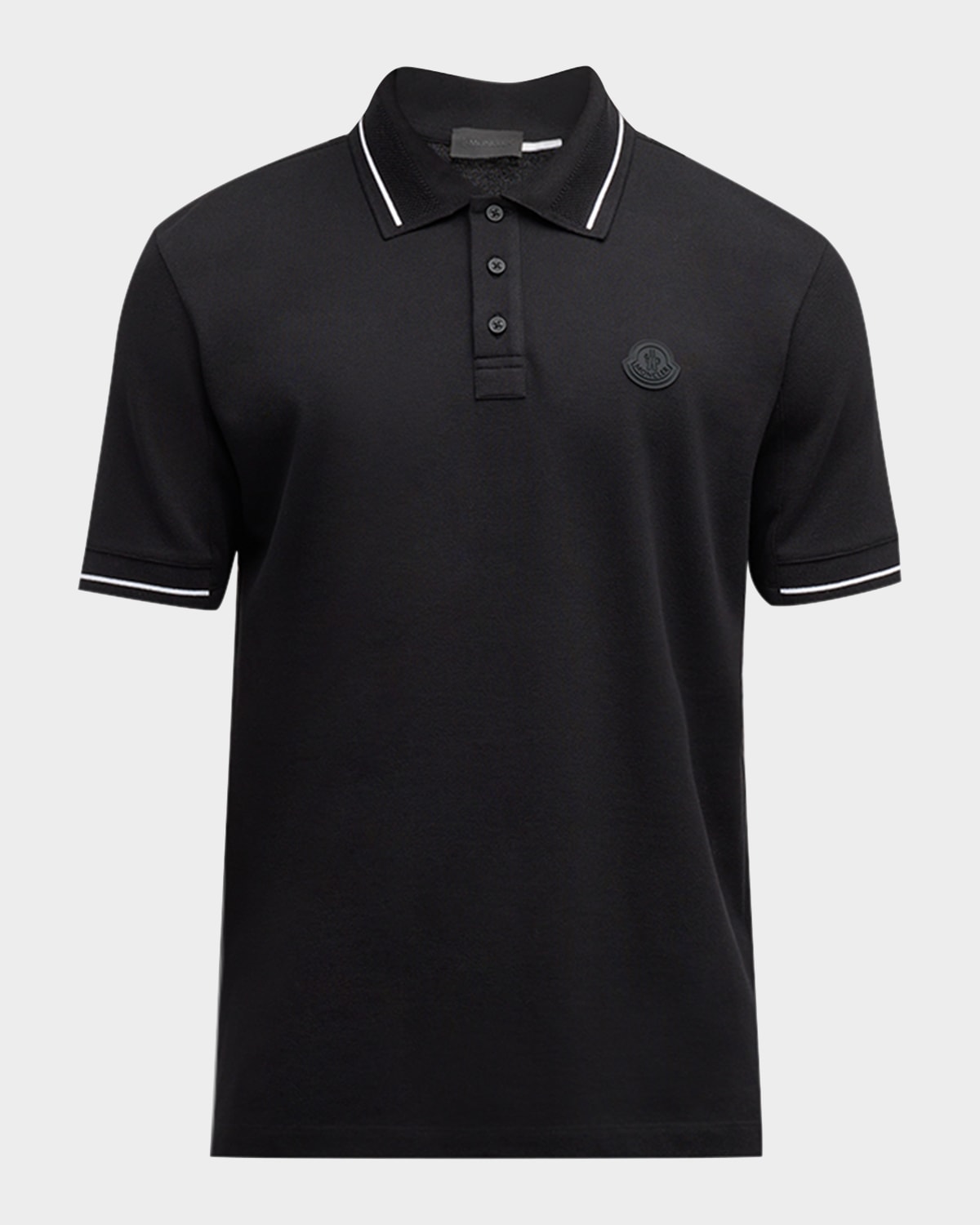 Shop Moncler Men's Tipped Polo Shirt In Black