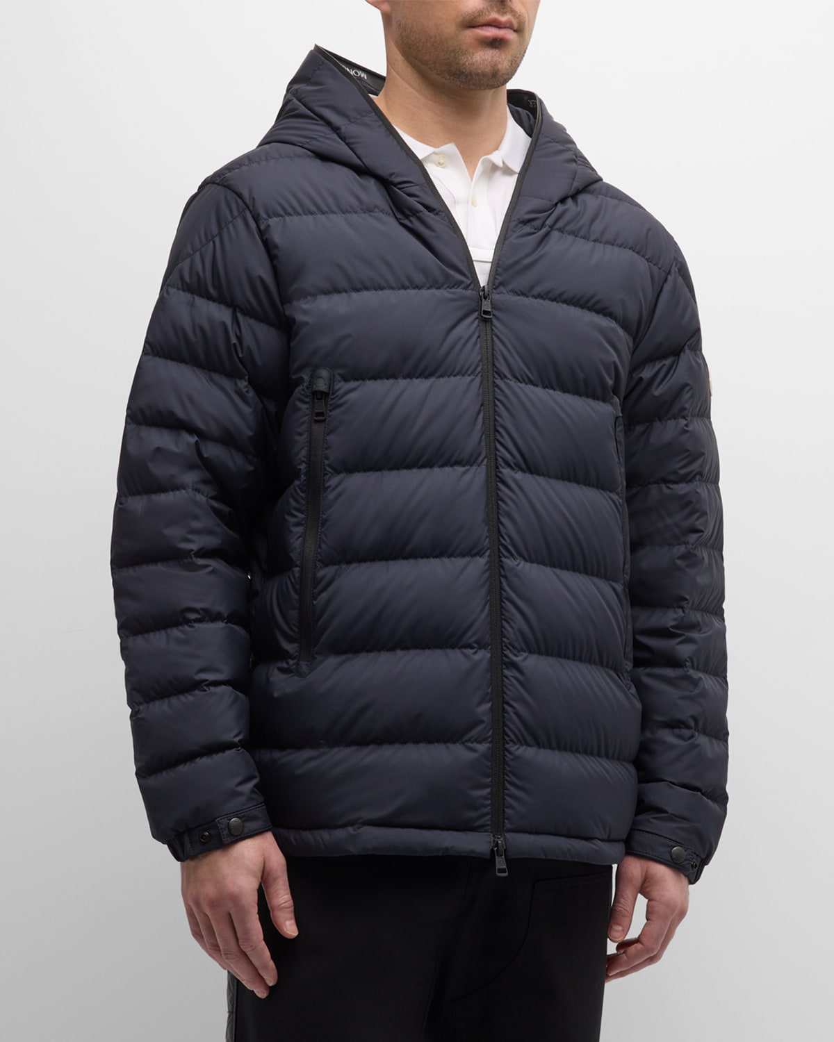 Shop Moncler Men's Chambeyron Short Down Jacket In Navy