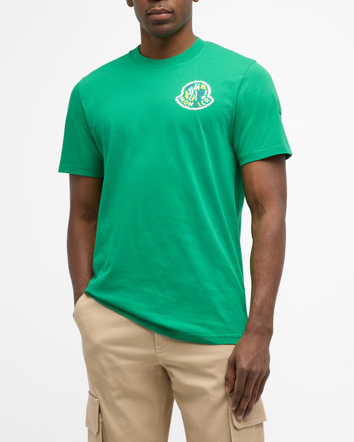 Moncler Men's Stencil Logo T-shirt In Dark Green