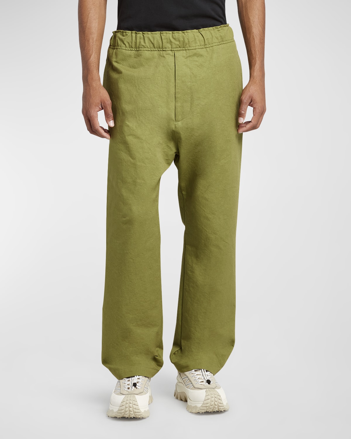 Shop Moncler Men's Flocked Jogger Pants In Medium Green