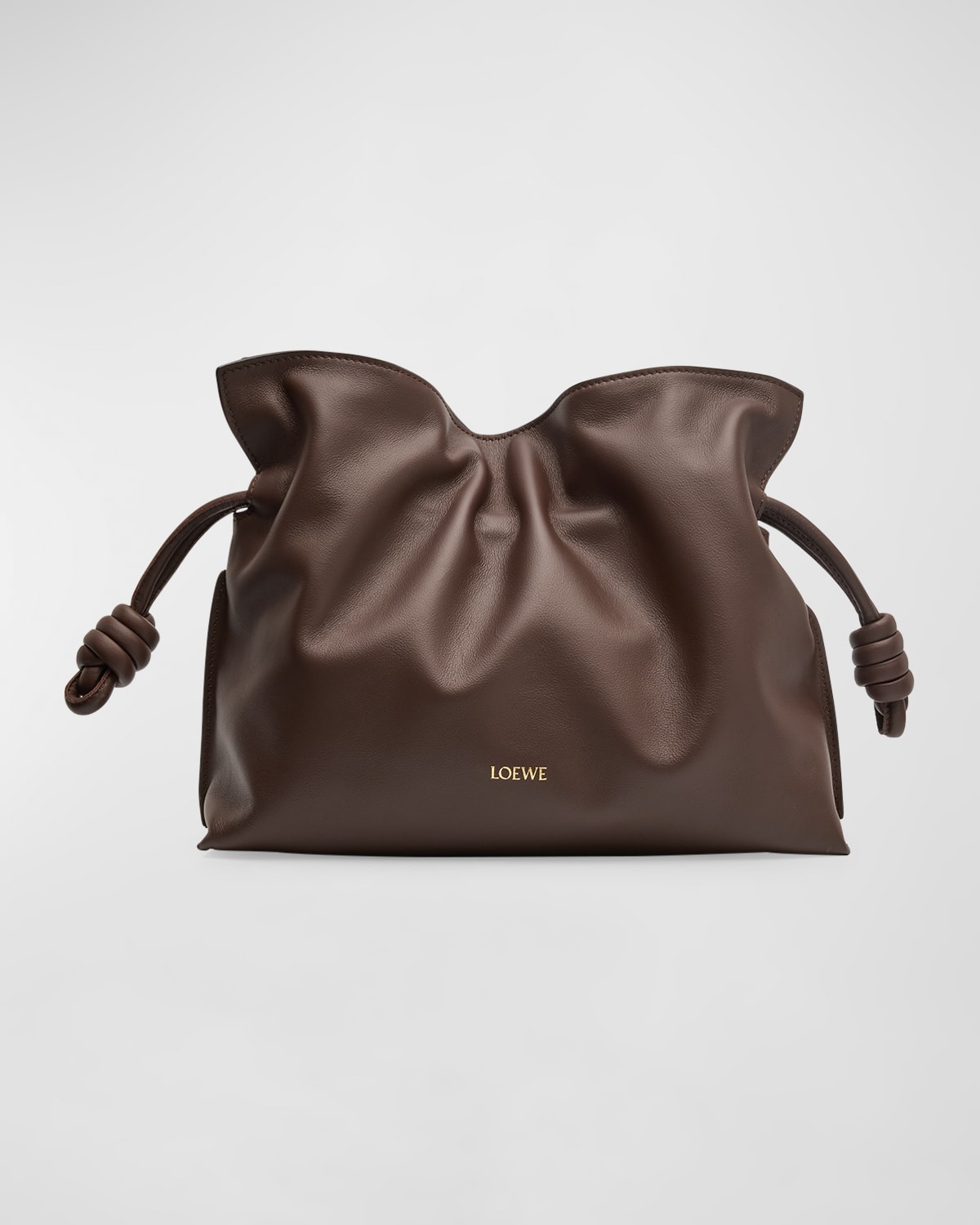 Shop Loewe Flamenco Medium Clutch Bag In Napa Leather In Chocolate