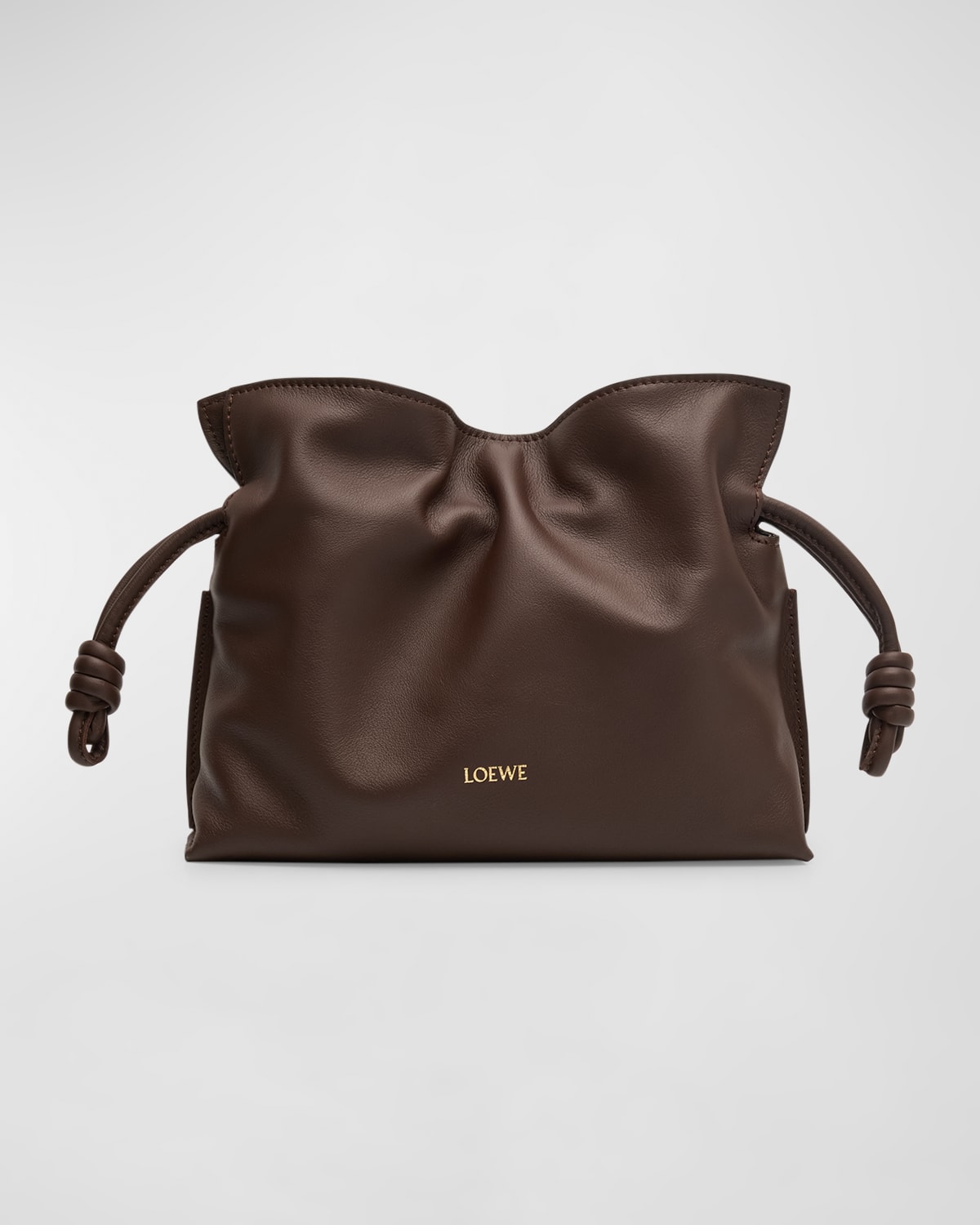 Loewe Flamenco Mini Clutch Bag In Napa Leather In Chocolate