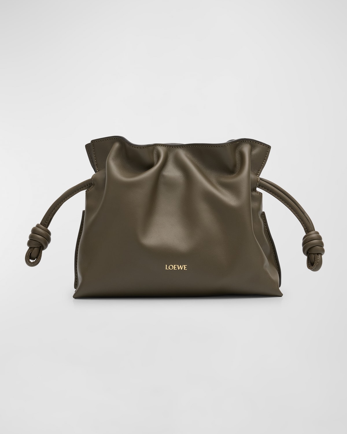 Loewe Flamenco Mini Clutch Bag In Napa Leather In Dark Khaki Green
