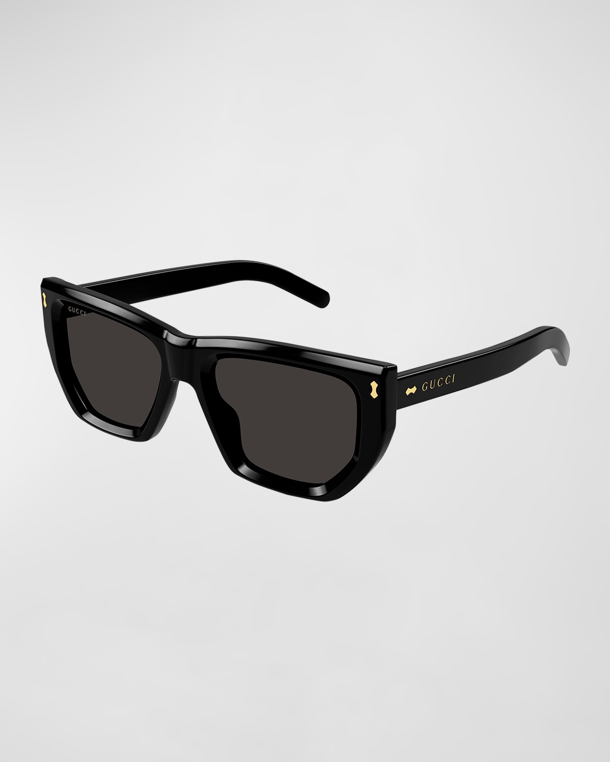 Shop Gucci Beveled Acetate Cat-eye Sunglasses In Shiny Black