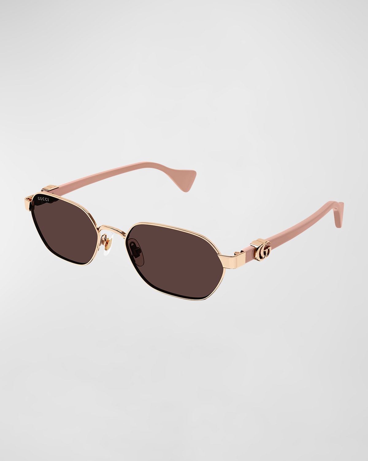 Gucci Gg Logo Metal Cat-eye Sunglasses In Gold Taupe Brown