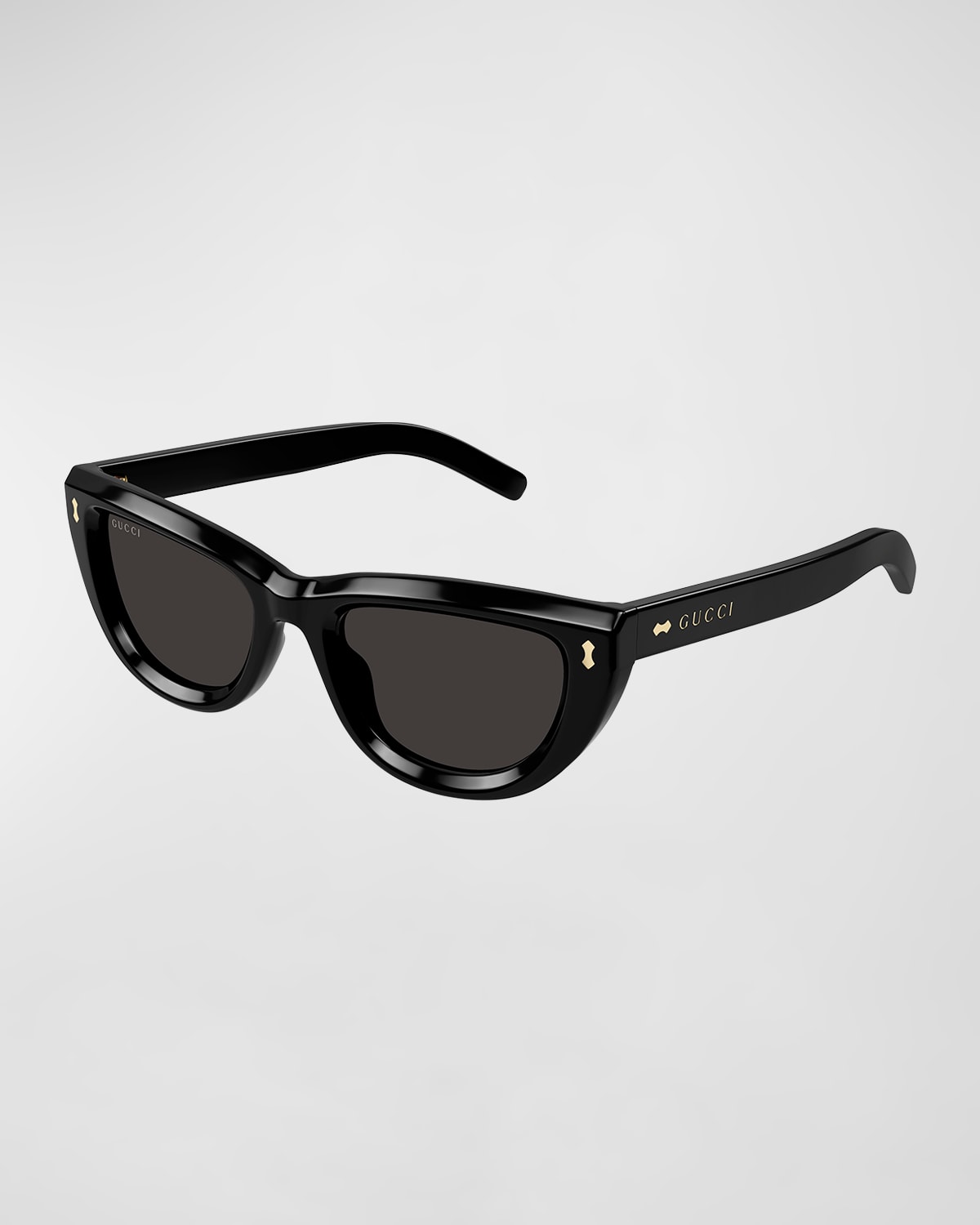 Gucci Logo Acetate Cat-eye Sunglasses In Shiny Black