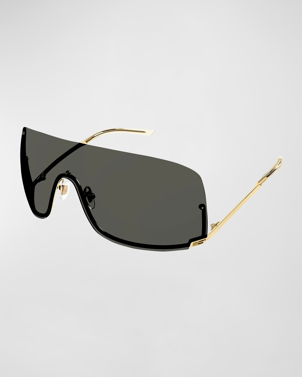 Shop Gucci Rimless Metal Shield Sunglasses In Shiny Endura Gold