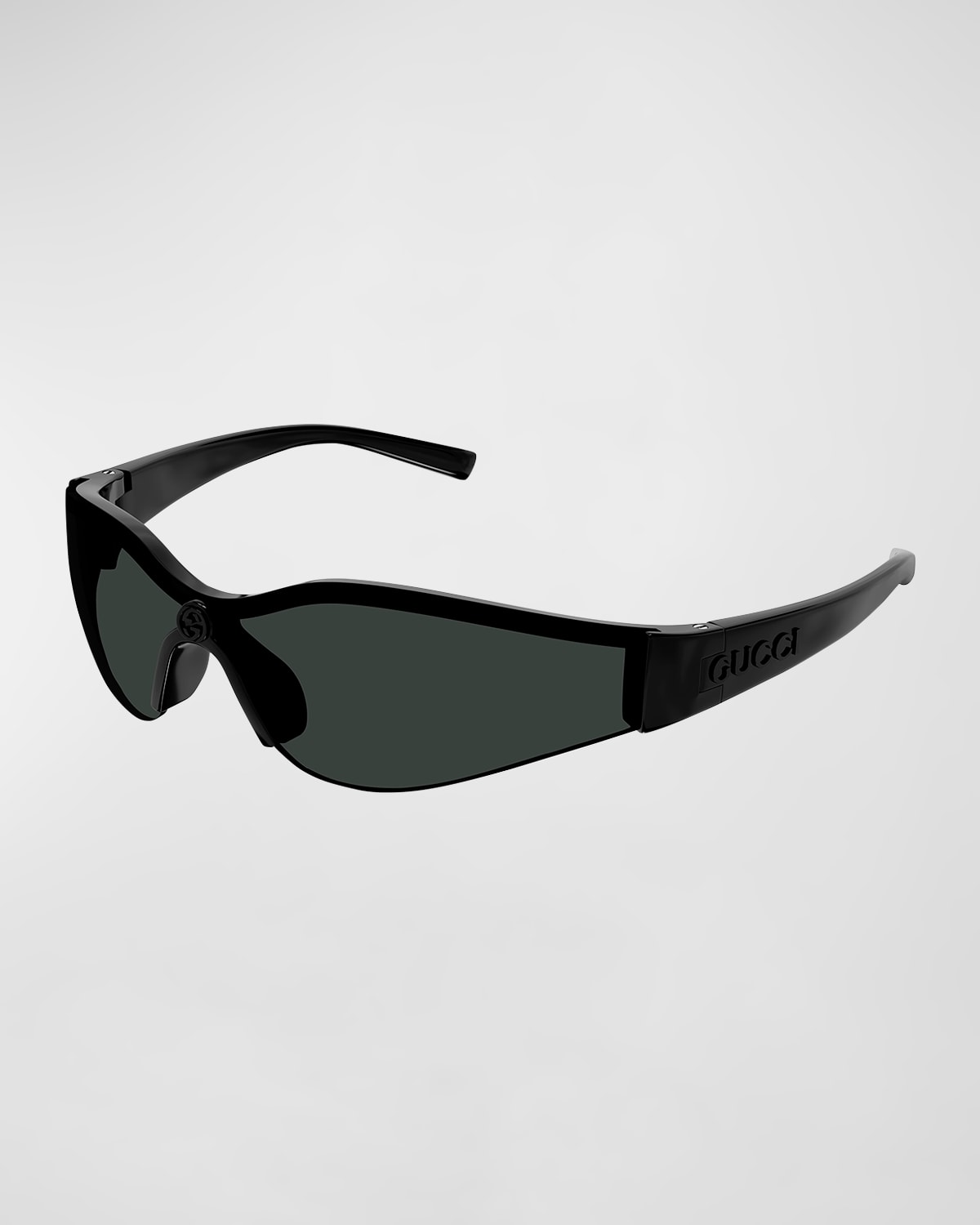 Gucci Logo Plastic Shield Sunglasses In Black