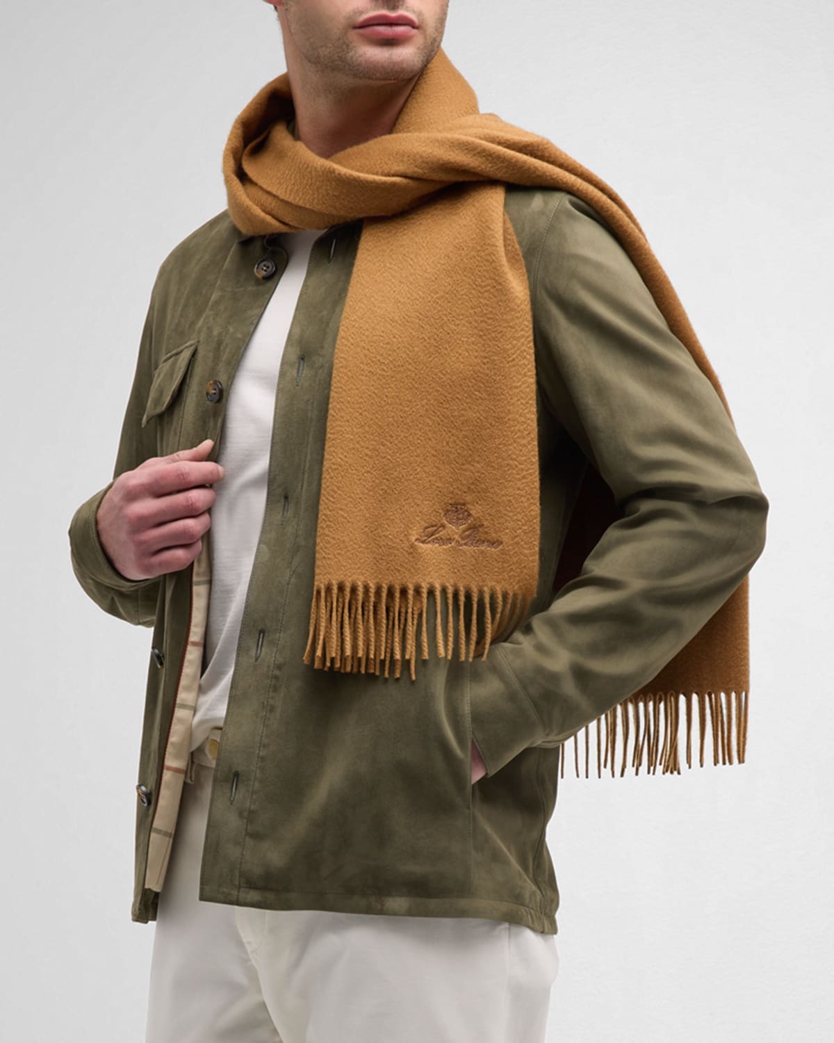 Loro Piana Men's Grande Unita Cashmere Scarf In Camel