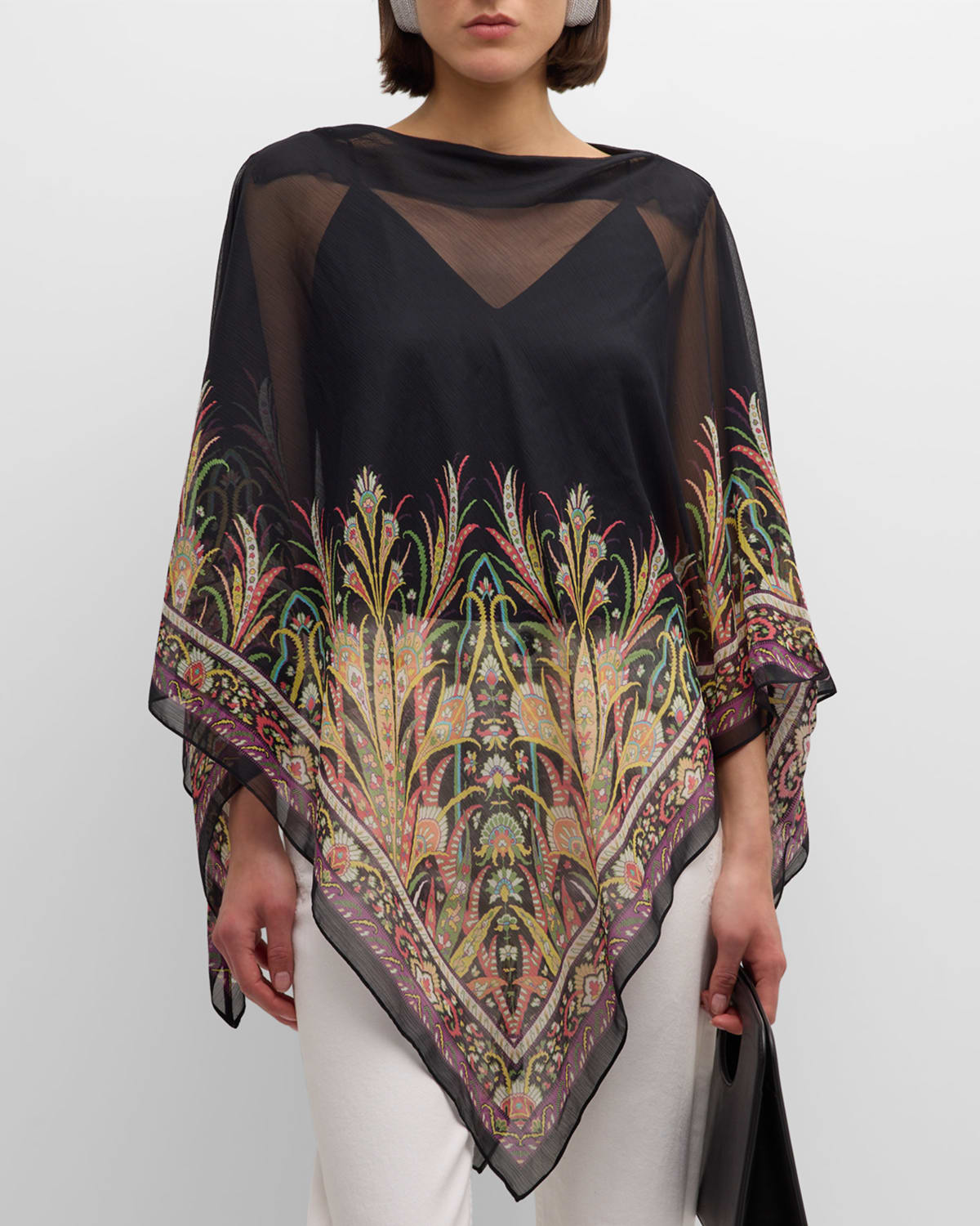 Shop Etro Sheer Patterned Cover-up In Stampa Nero