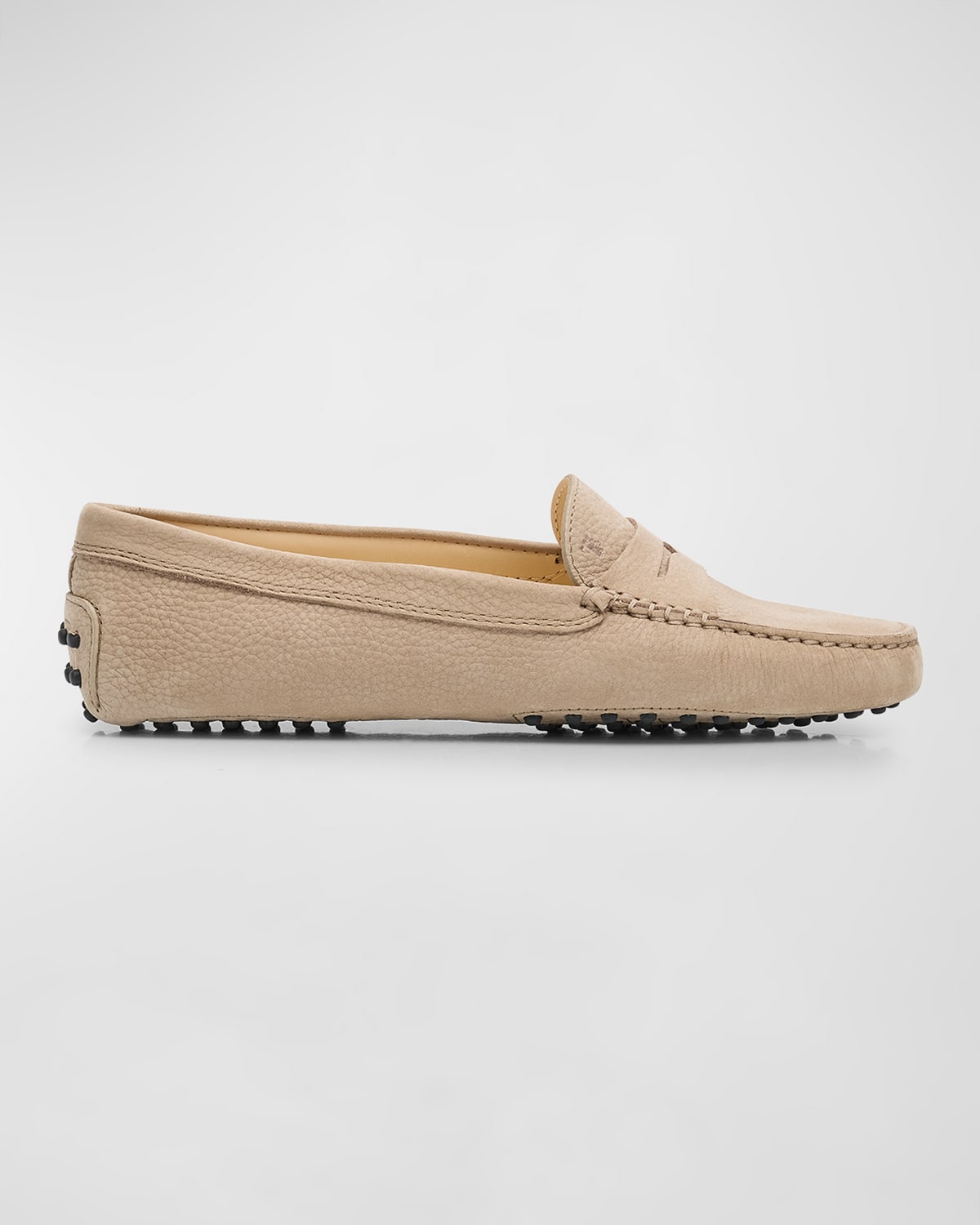Tod's Calfskin Driver Penny Loafers In Open Beige