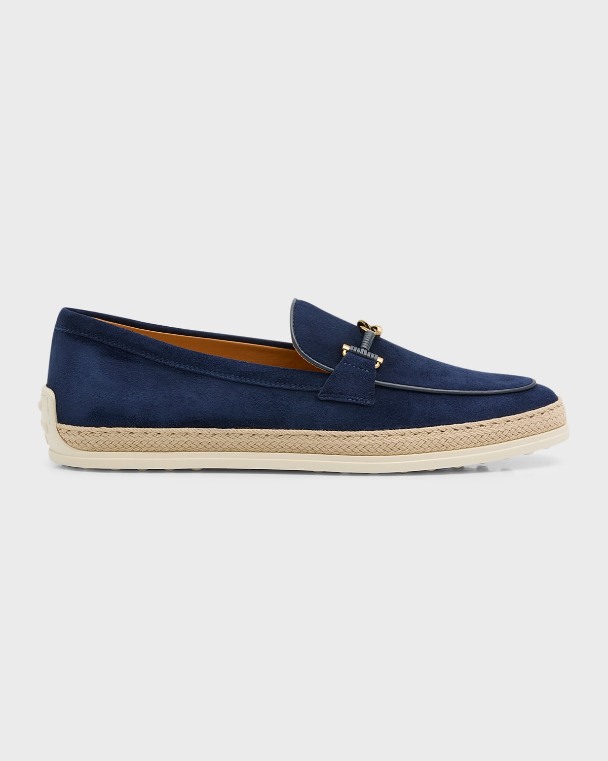 Shop Tod's Suede T-ring Espadrille Loafers In Blue
