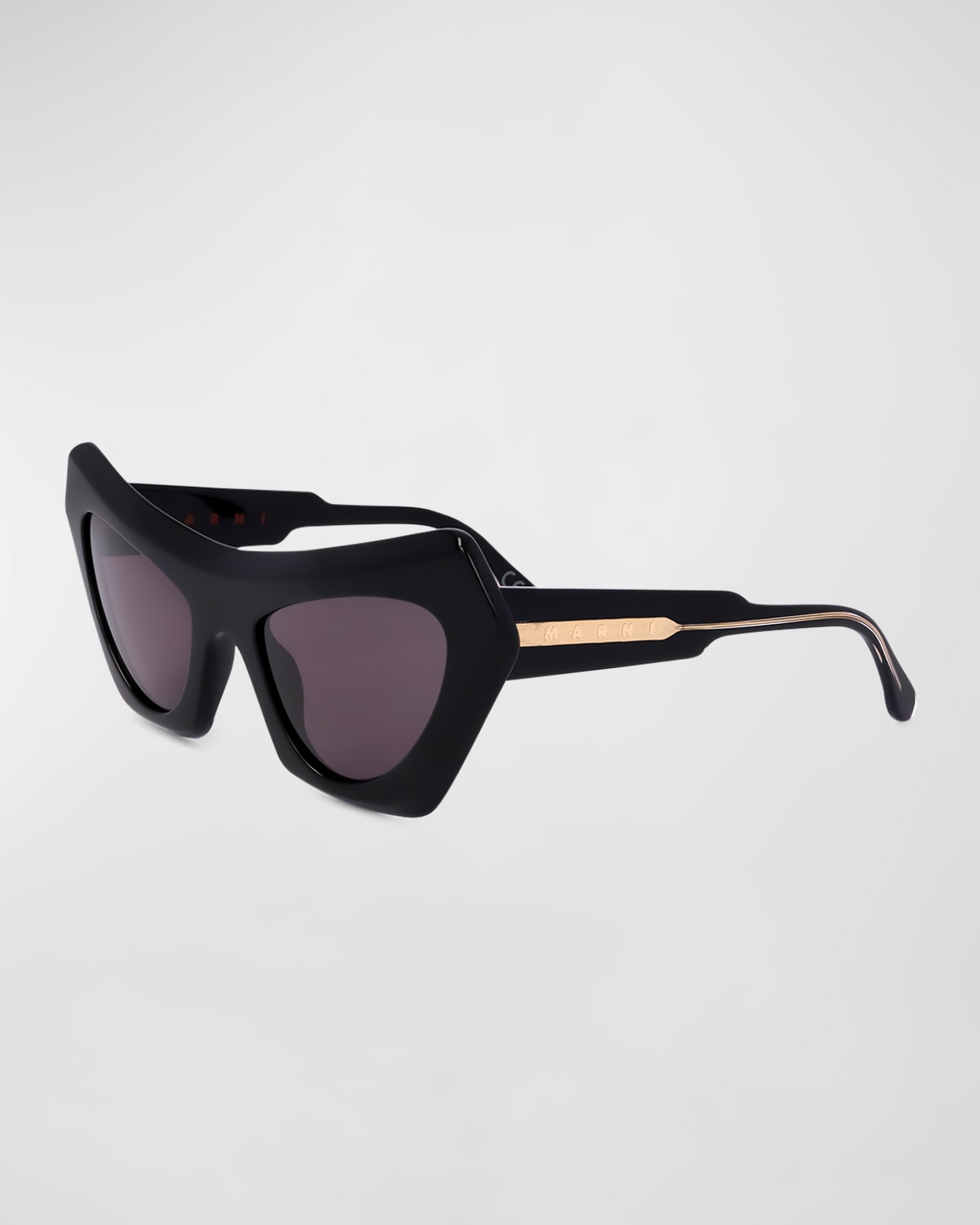 Shop Marni Beveled Acetate Cat-eye Sunglasses In Black