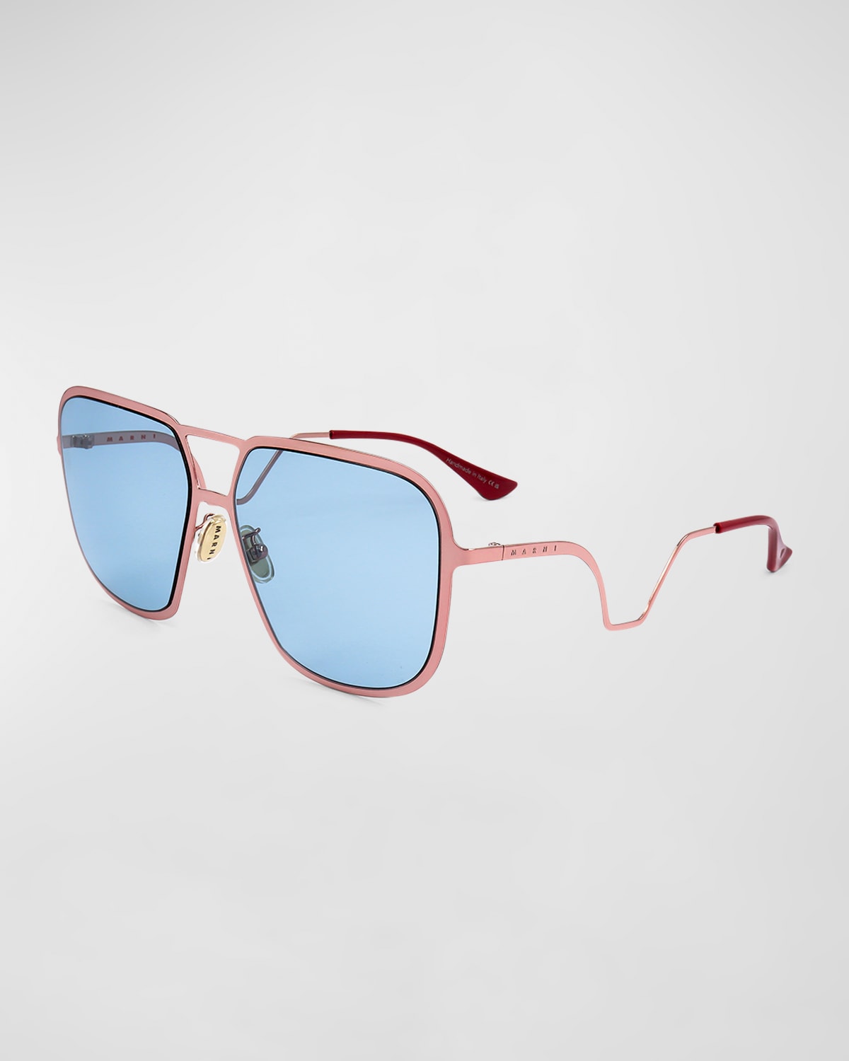 Marni Geometric Metal Aviator Sunglasses In Bronze