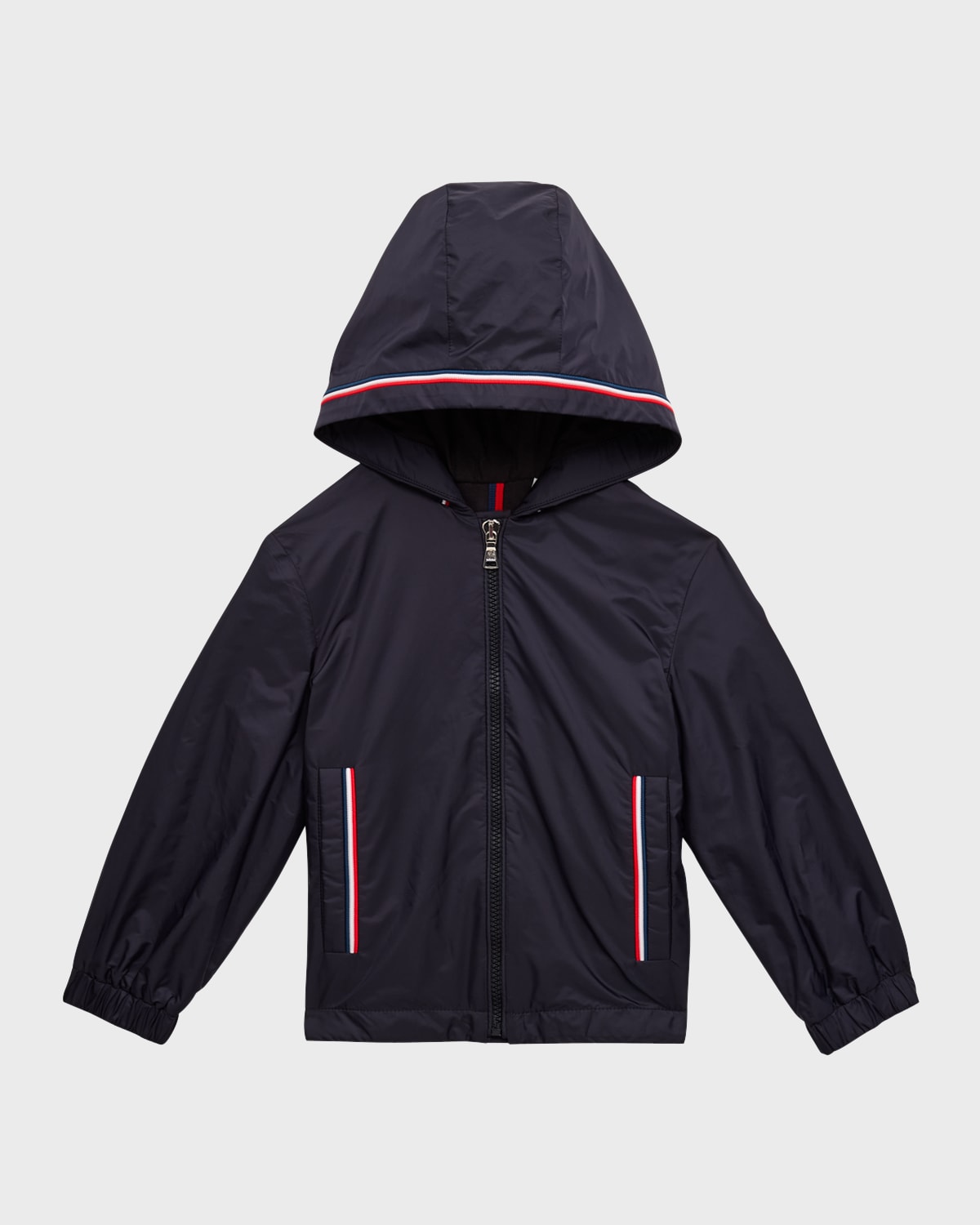 Moncler Kids' Boy's Granduc Tricolor Trim Jacket In Blue