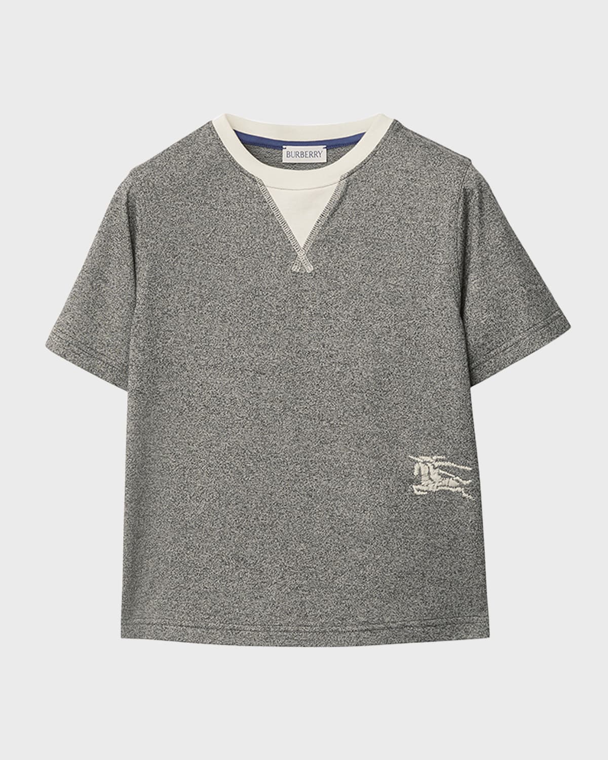Burberry Kids' Boy's Cedar Ekd Short-sleeve T-shirt In Charcoal Grey Mel