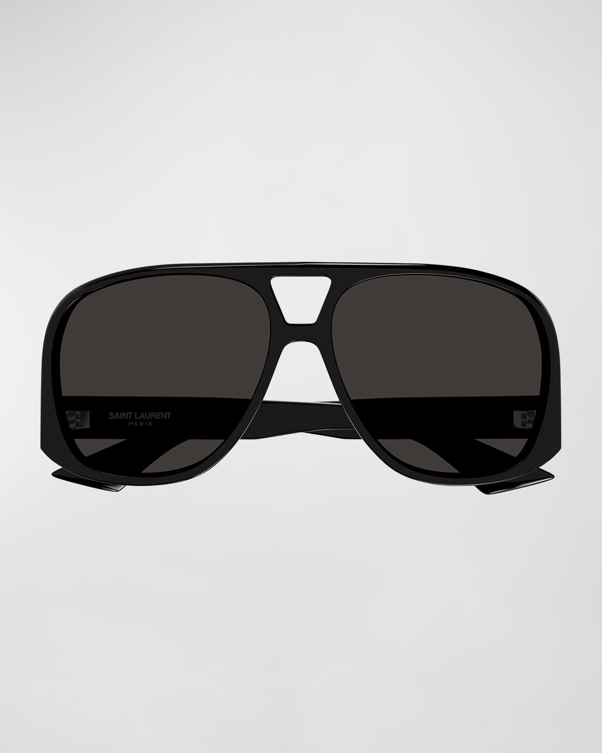 Saint Laurent Solace Acetate Aviator Sunglasses In Shiny Solid Black