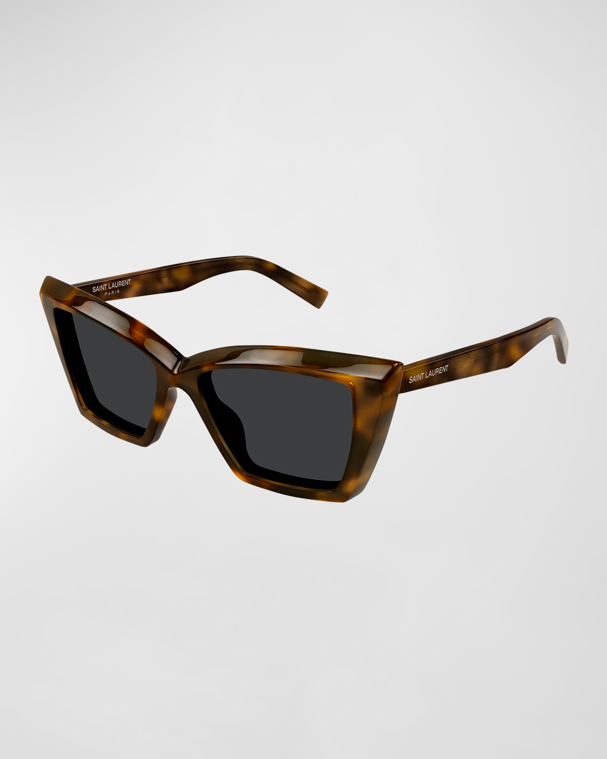 Saint Laurent Beveled Acetate Cat-eye Sunglasses In Shiny Medium Hava