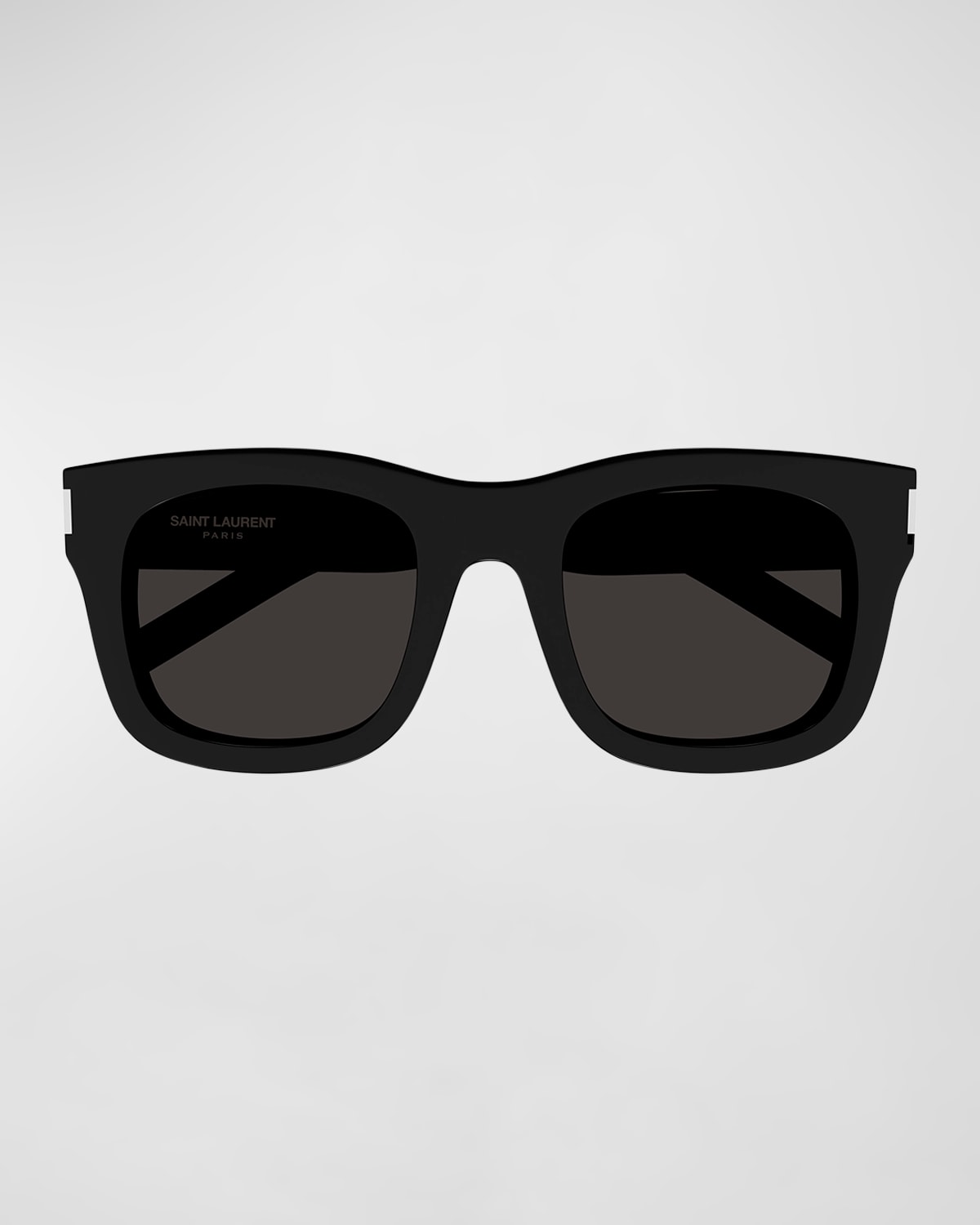 Saint Laurent New Wave Square Acetate Sunglasses In Shiny Solid Black