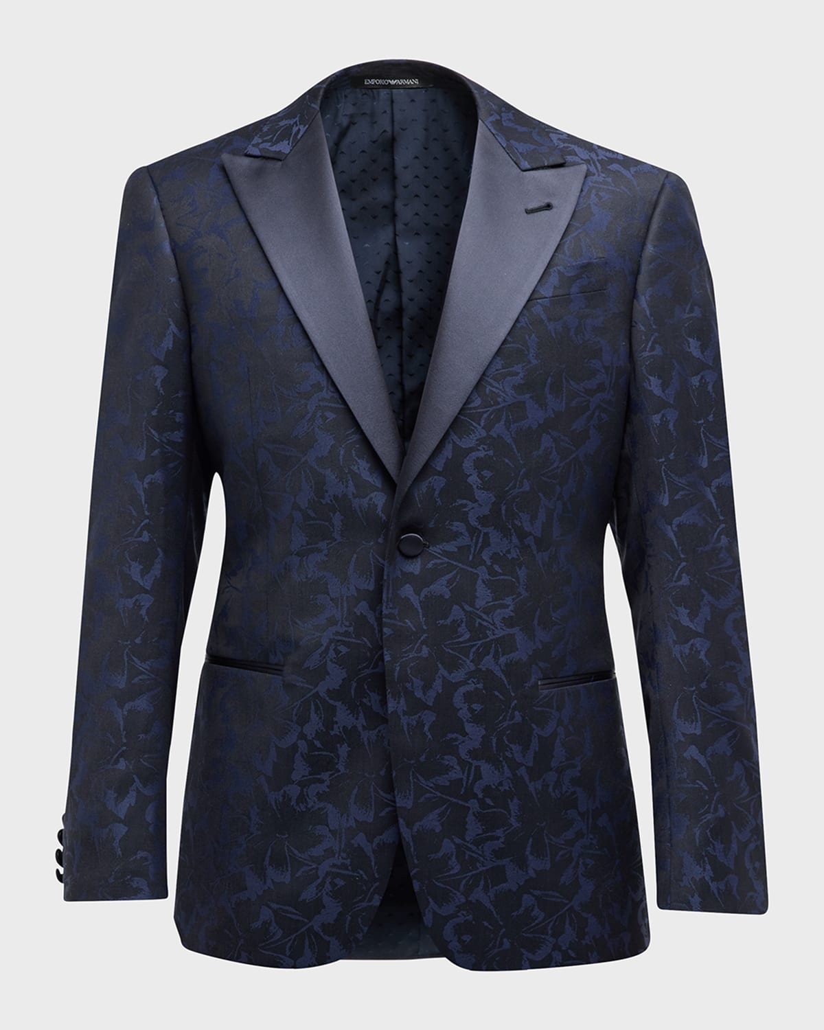 Emporio Armani Men's G-line Jacquard Wool-blend One-button Dinner Jacket In Blue