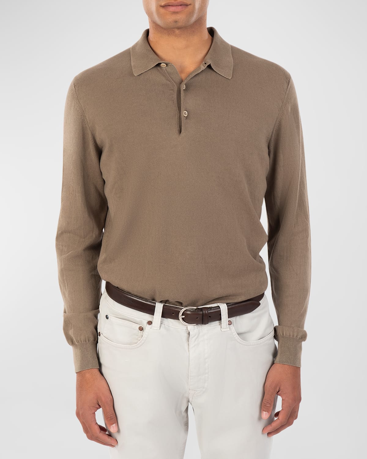 Boglioli Men's Solid Cotton Polo Shirt In Light Brown