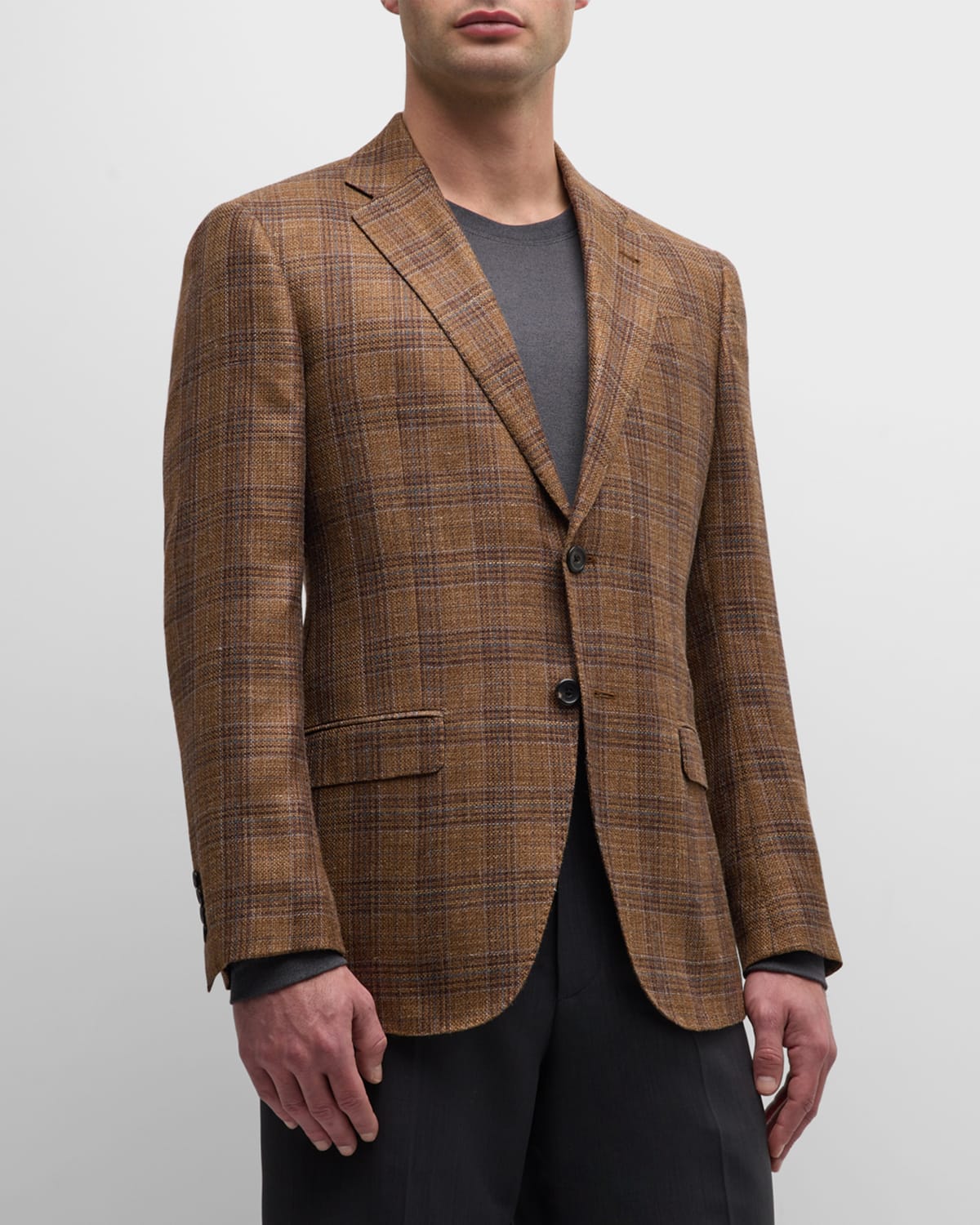 Emporio Armani Men's Plaid Wool-blend Sport Coat In Multi