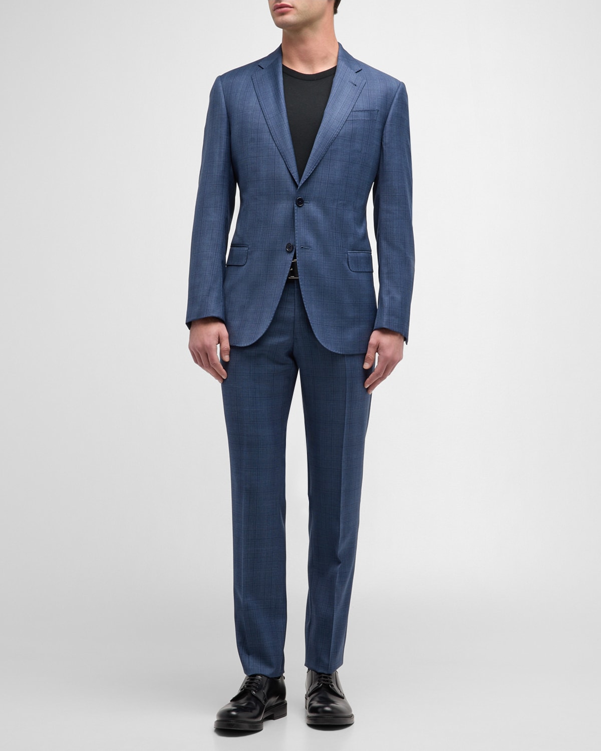 Emporio Armani Men's Tonal Plaid Wool Suit In Blue