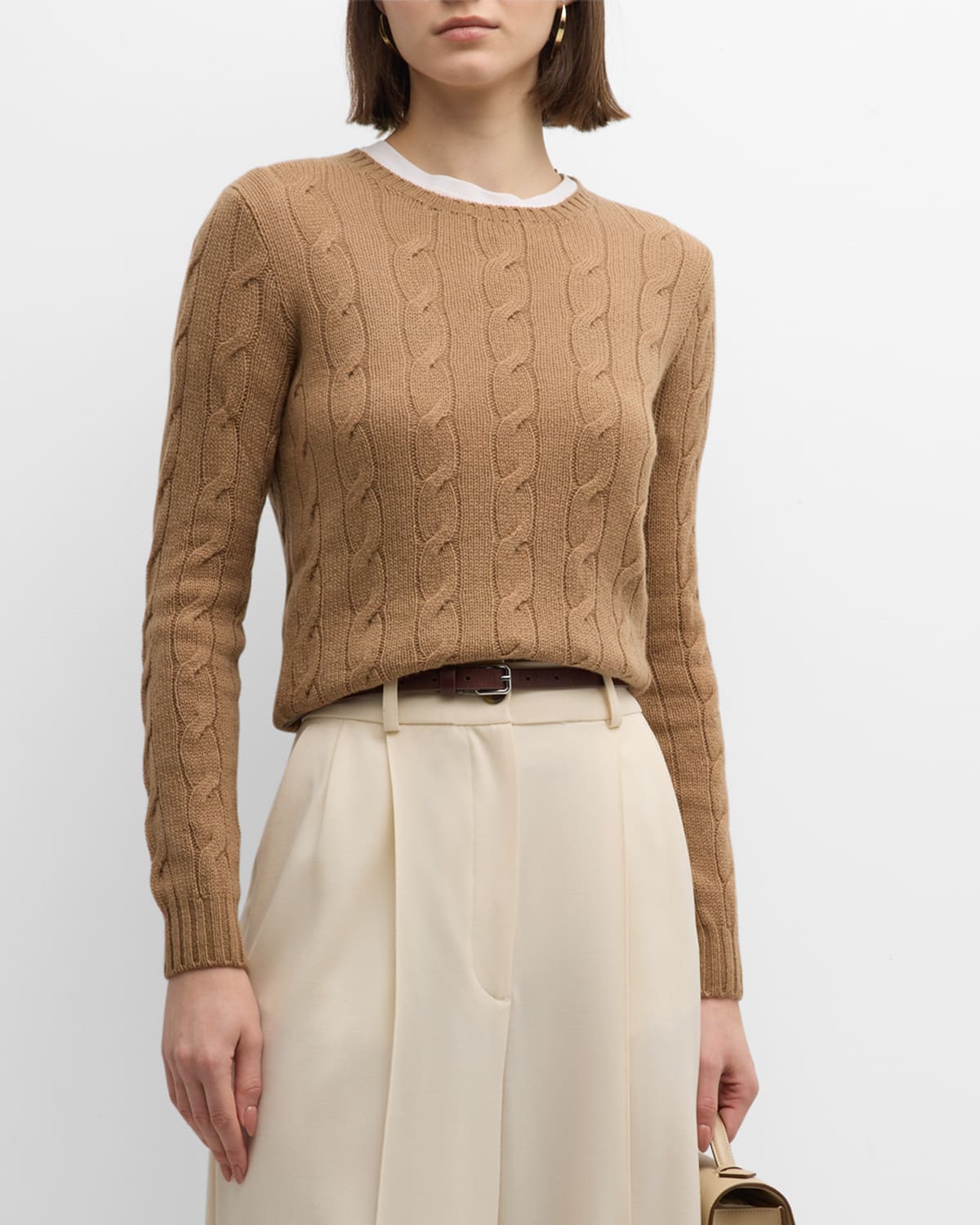 Polo Ralph Lauren Cable Knit Wool And Cashmere Sweater In Beige
