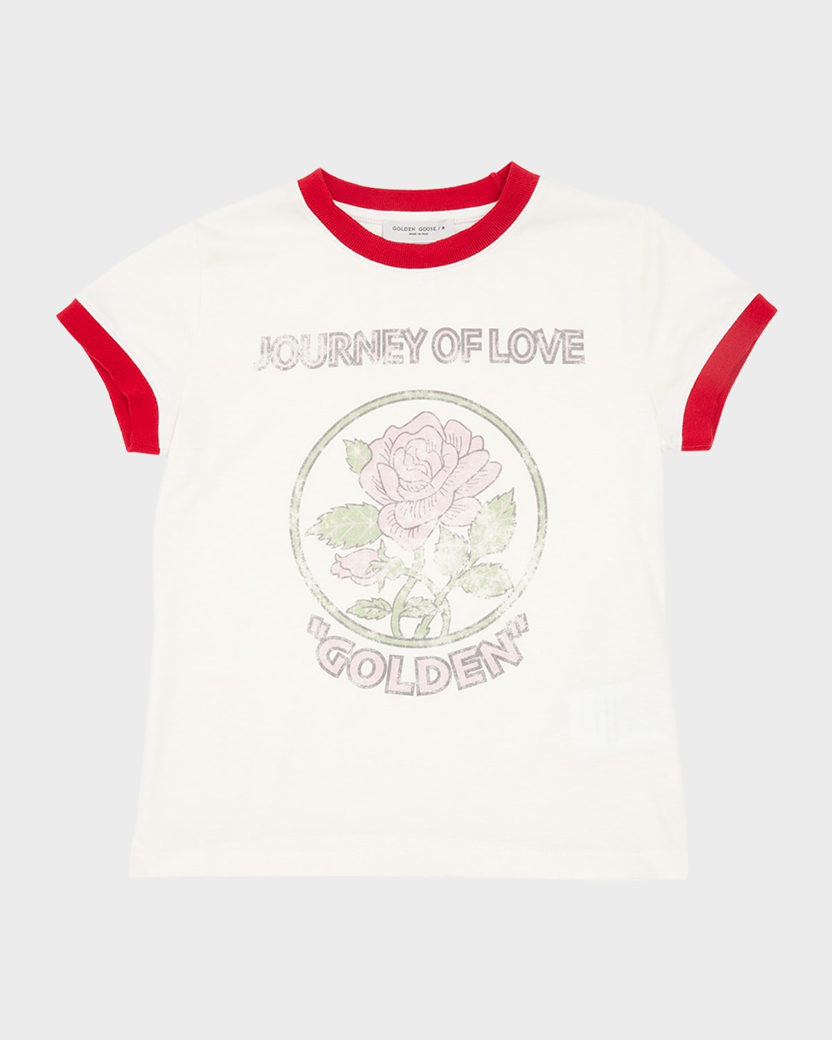 Golden Goose Kids' Girl's Journey Of Love Graphic T-shirt In Artic Wolf Red