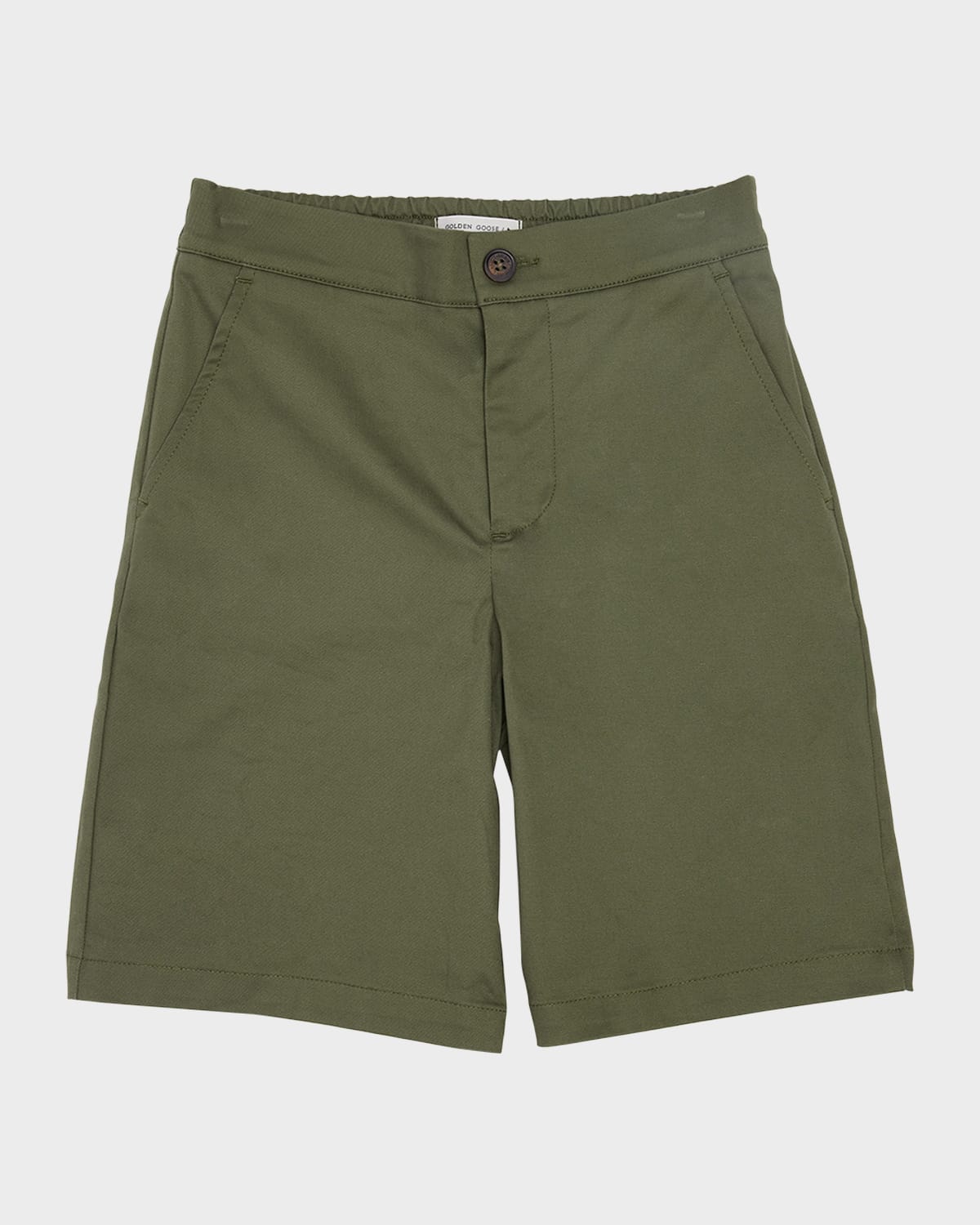 Golden Goose Kids' Boy's Journey Embroidered Twill Shorts In Ivy Green