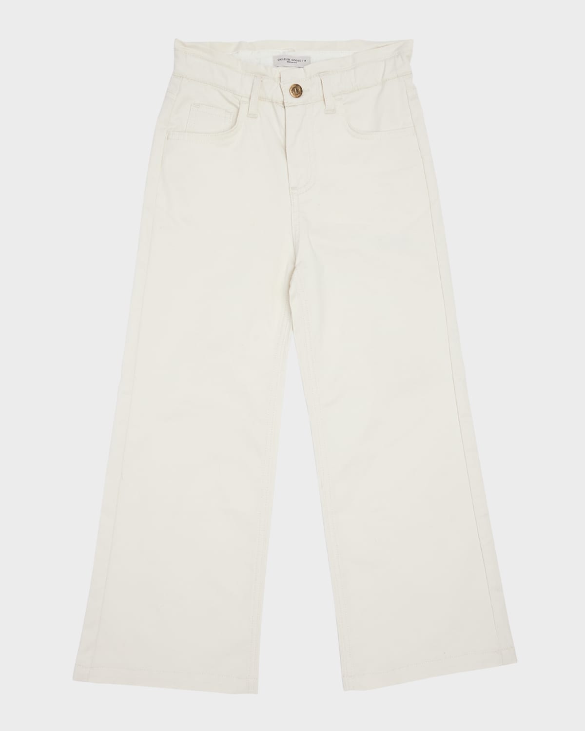 Shop Golden Goose Girl's Journey Wide-leg Stretch Jeans In Off White