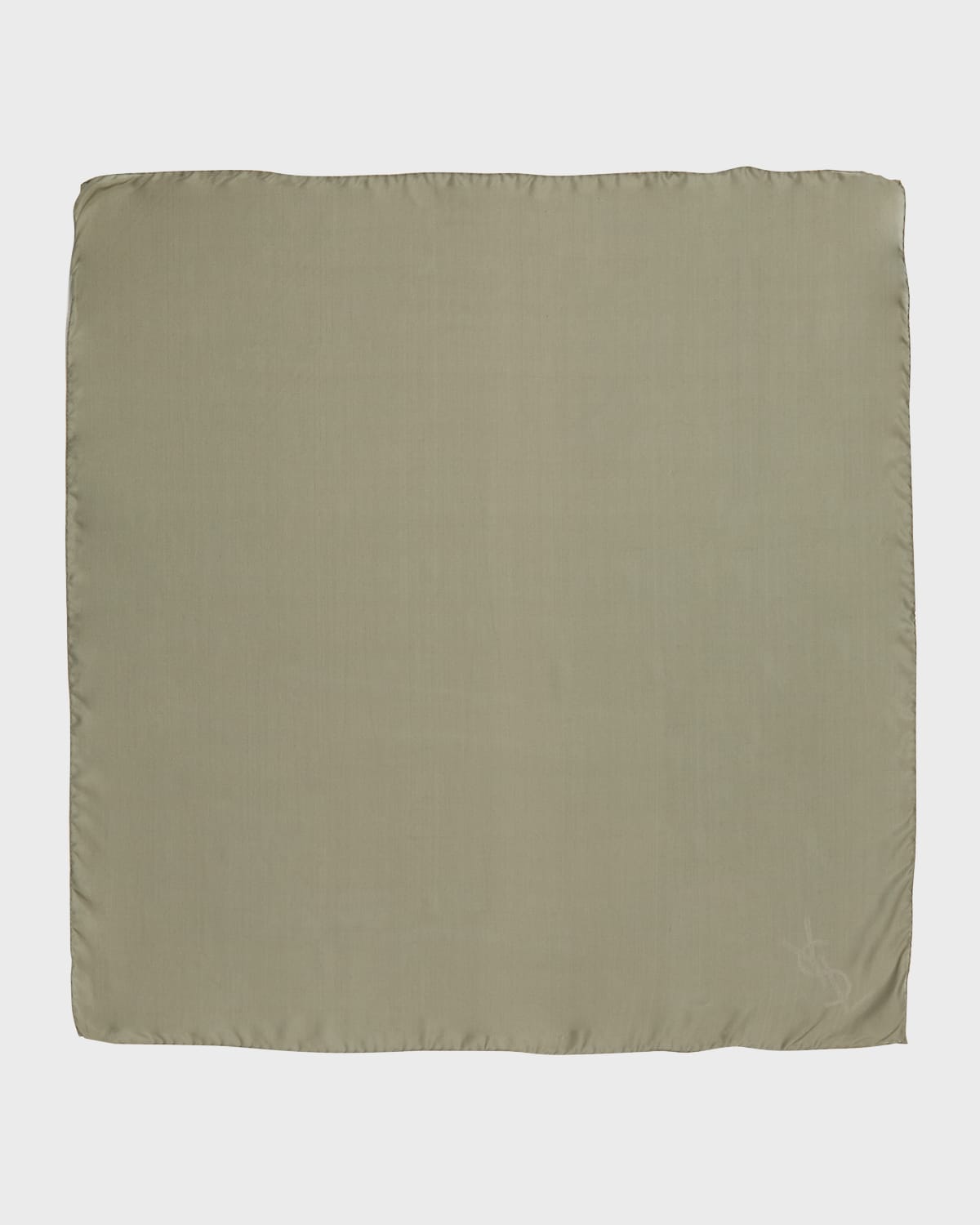 Saint Laurent Ysl Charmeuse Silk Scarf In Kaki-milit