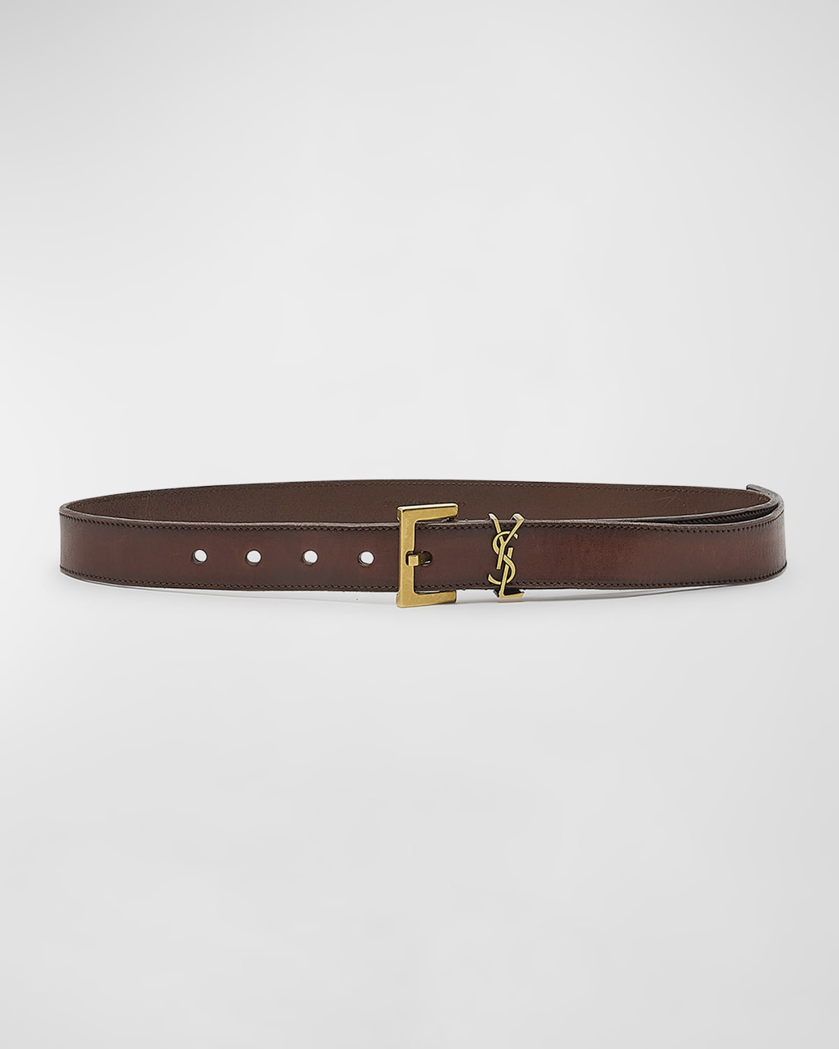 Cassandre YSL Thin Brown Leather Belt
