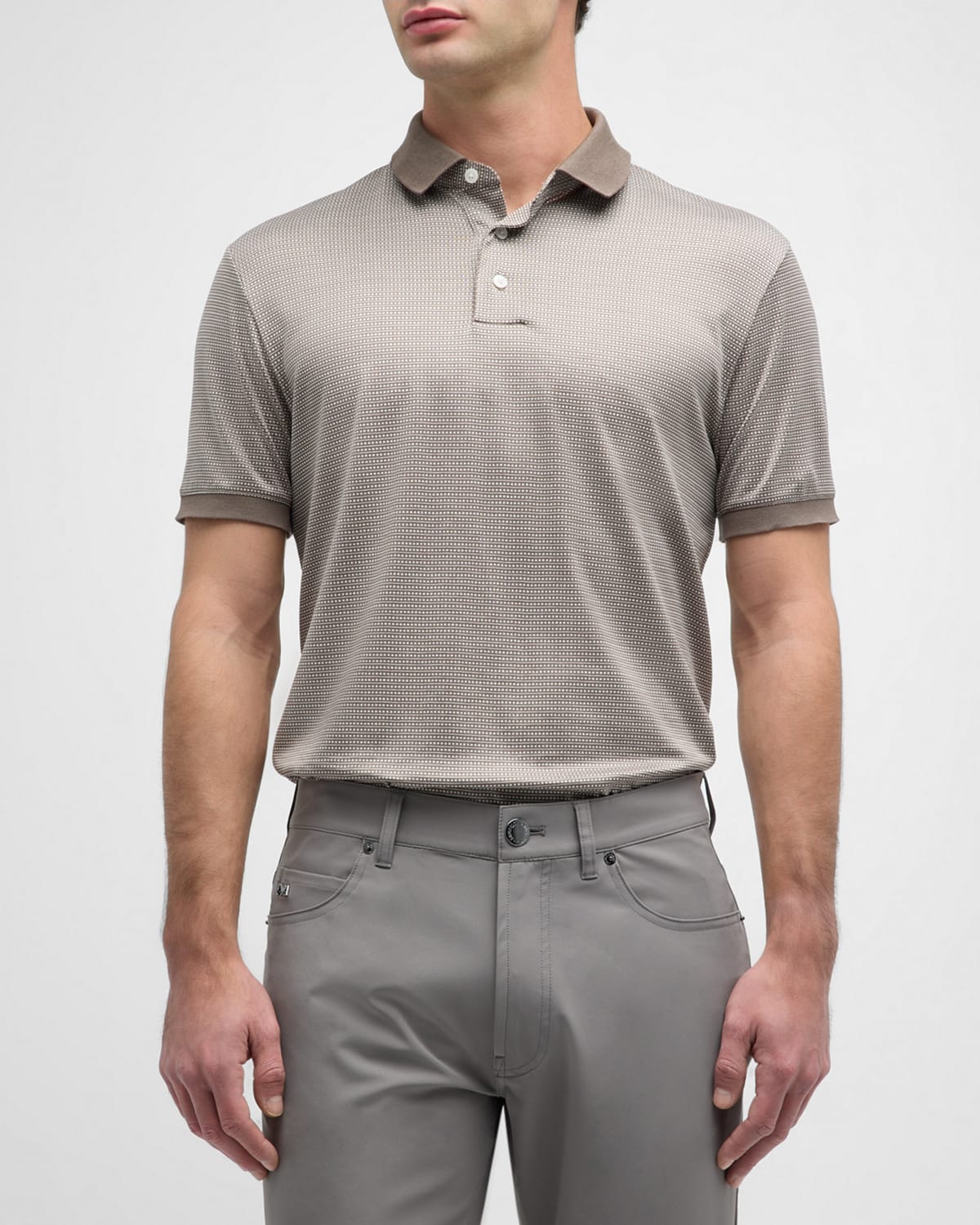 Shop Emporio Armani Men's Printed Jersey-stretch Polo Shirt In Off White