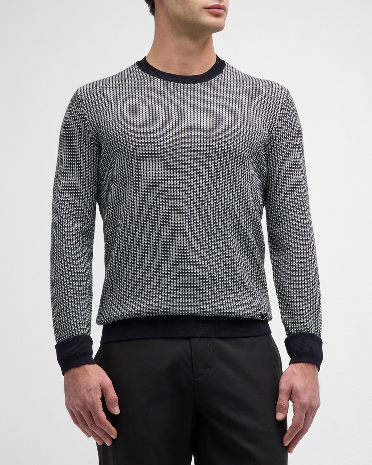 Emporio Armani Men's Wool-knit Crewneck Sweater In Off White